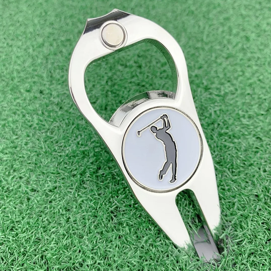 Golf Divot Tool Doppio Rebbi, Forcelle da Golf,Strumento di Riparazione Divot Golf Marcatore Pallina,Divot Golf per La Riparazione dei Pitch,Golf Divot Repair Tool con Indicatore Magnetico Sfera