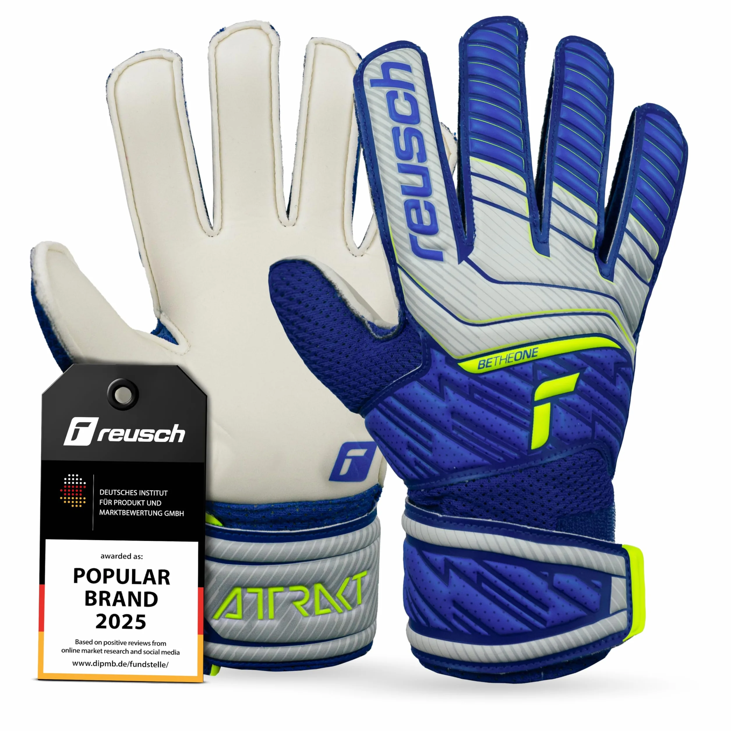 Reusch Attrakt Solid Junior Guanti da portiere|Bambini 5–16 anni|Presa sicura con lattice|Calzata comoda e fascia avvolgente|Traspiranti e resistenti|Allenamento e partita