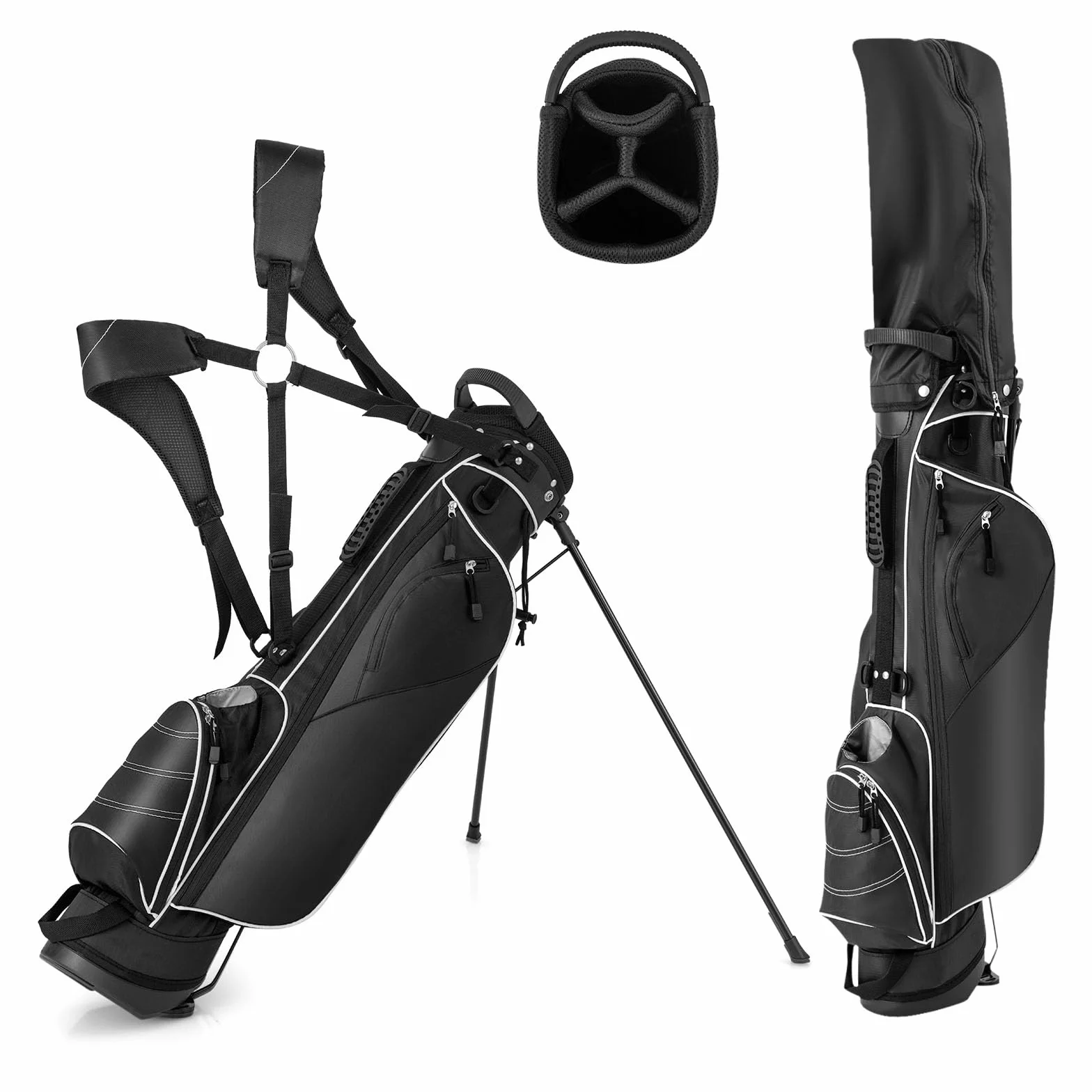 LIFEZEAL Borsa da golf, borsa portatile con 4 divisori divisori, borsa da golf con spallacci regolabili, borsa leggera per mazze da golf per uomo e donna