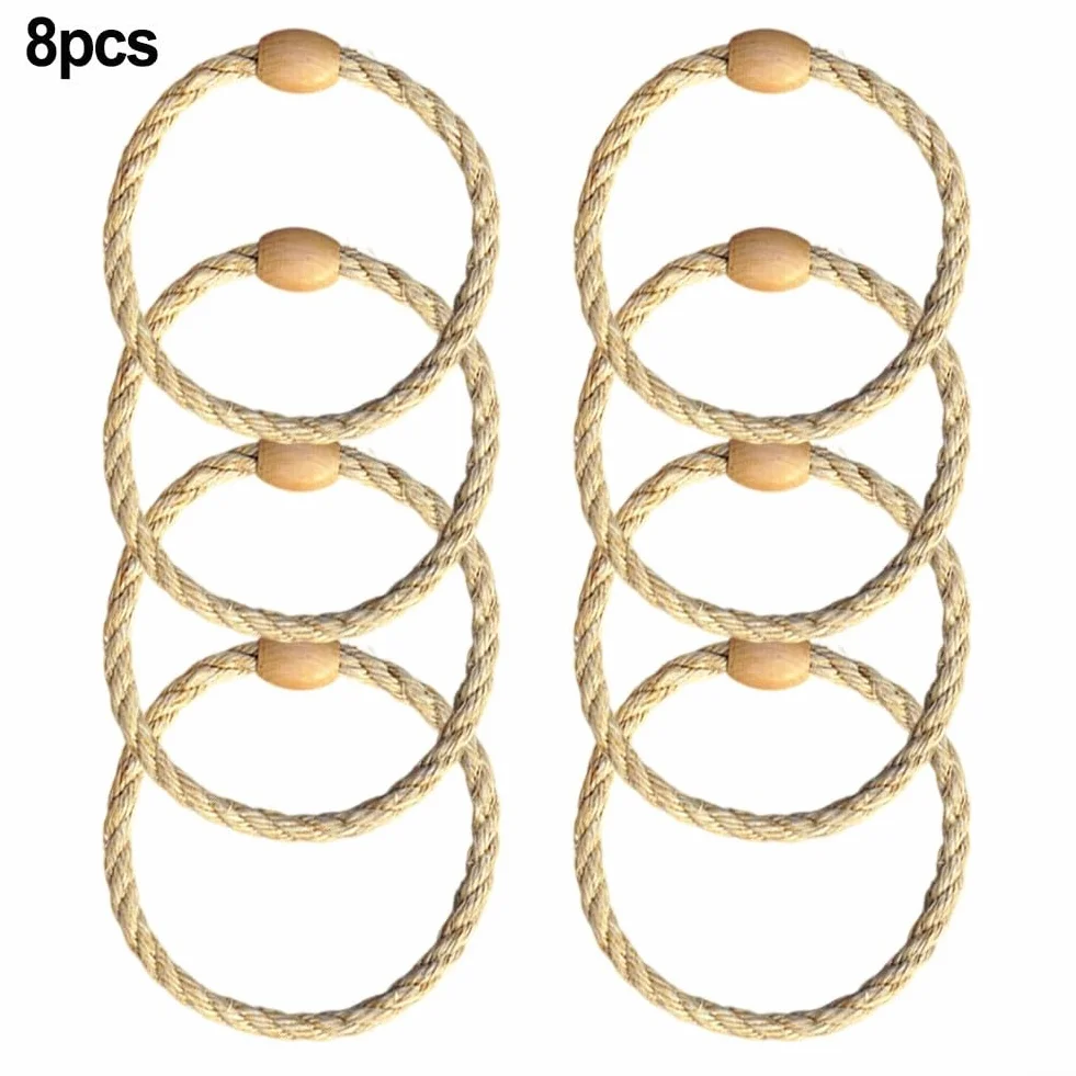 Set di anelli per lanciare gli anelli all'aperto in corda di canapa con perline di legno per giochi per feste in giardino UK Lawn Toss anelli di ricambio per cortile carnevale giocattolo portatile