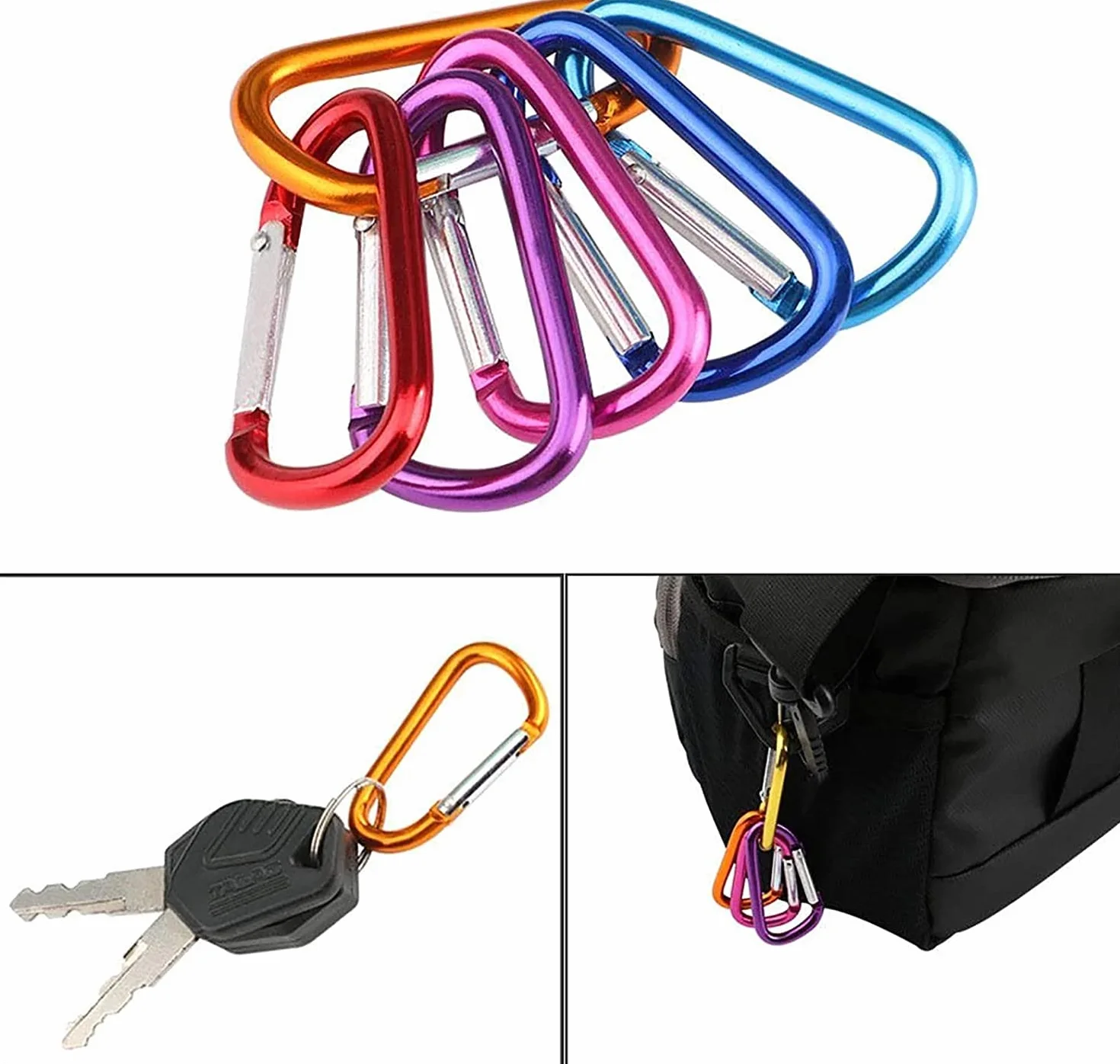 Moschettoni ad Anello a D 55 Pezzi Multicolore per Arrampicata Campeggio Pesca