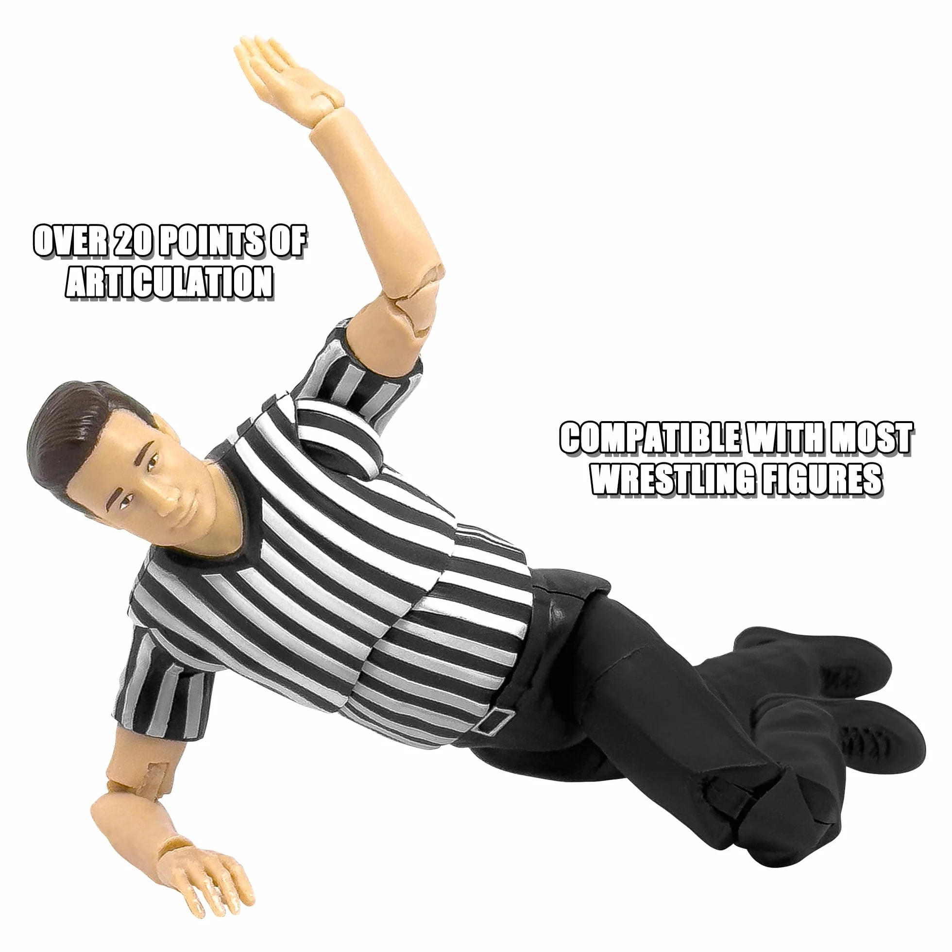 Figures Toy Company Arbitro definitivo con articolazione di lusso per figurine di wrestling WWE