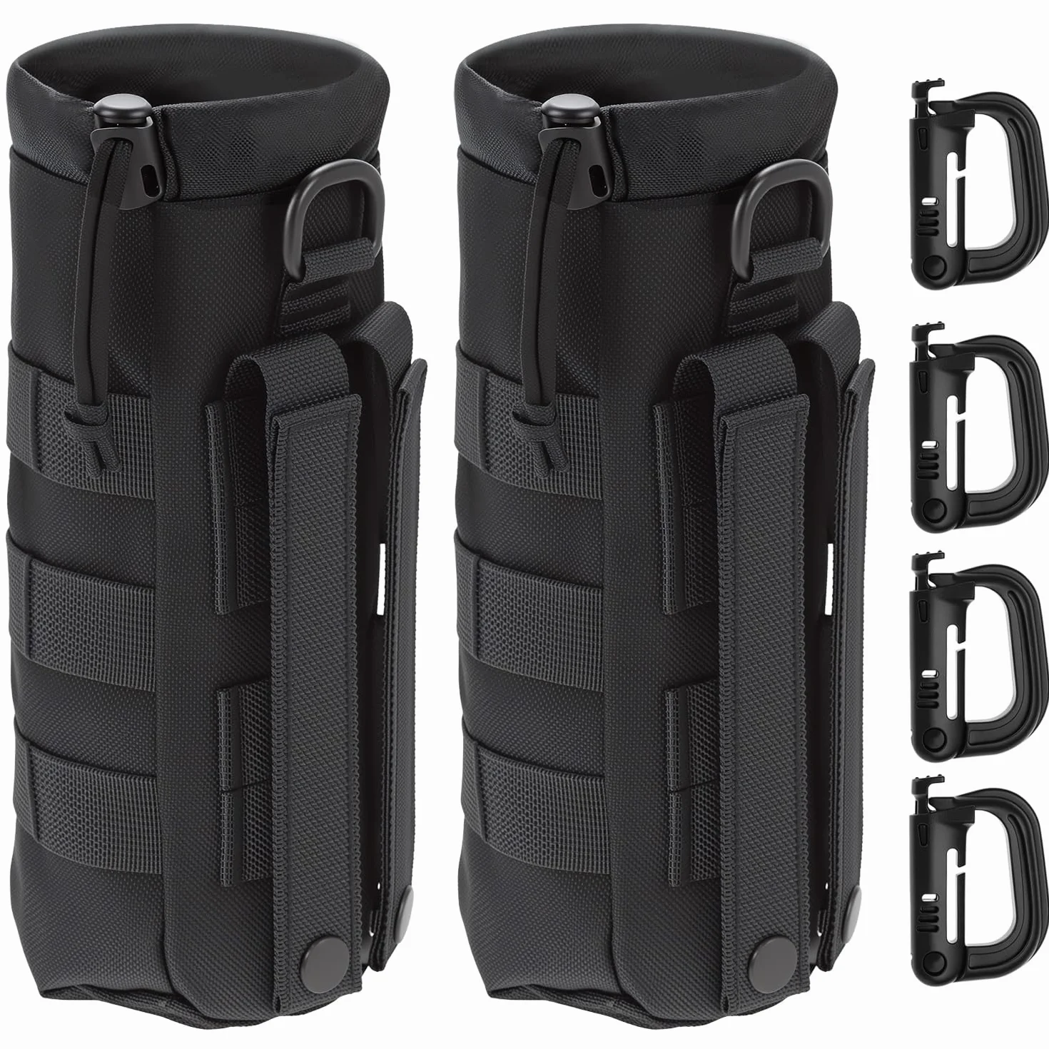 Borsa Porta Borraccia Tattica 2 Pezzi QWORK 24x10 cm Resistente all'Acqua per Escursionismo Ciclismo Sport All'aperto