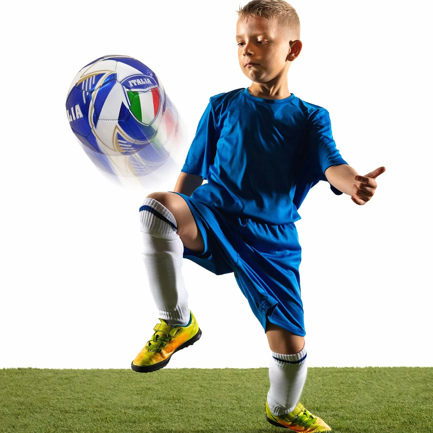 Pallone da Calcio cucito TEAM ITALIA size 5 400 g bianco/azzurro