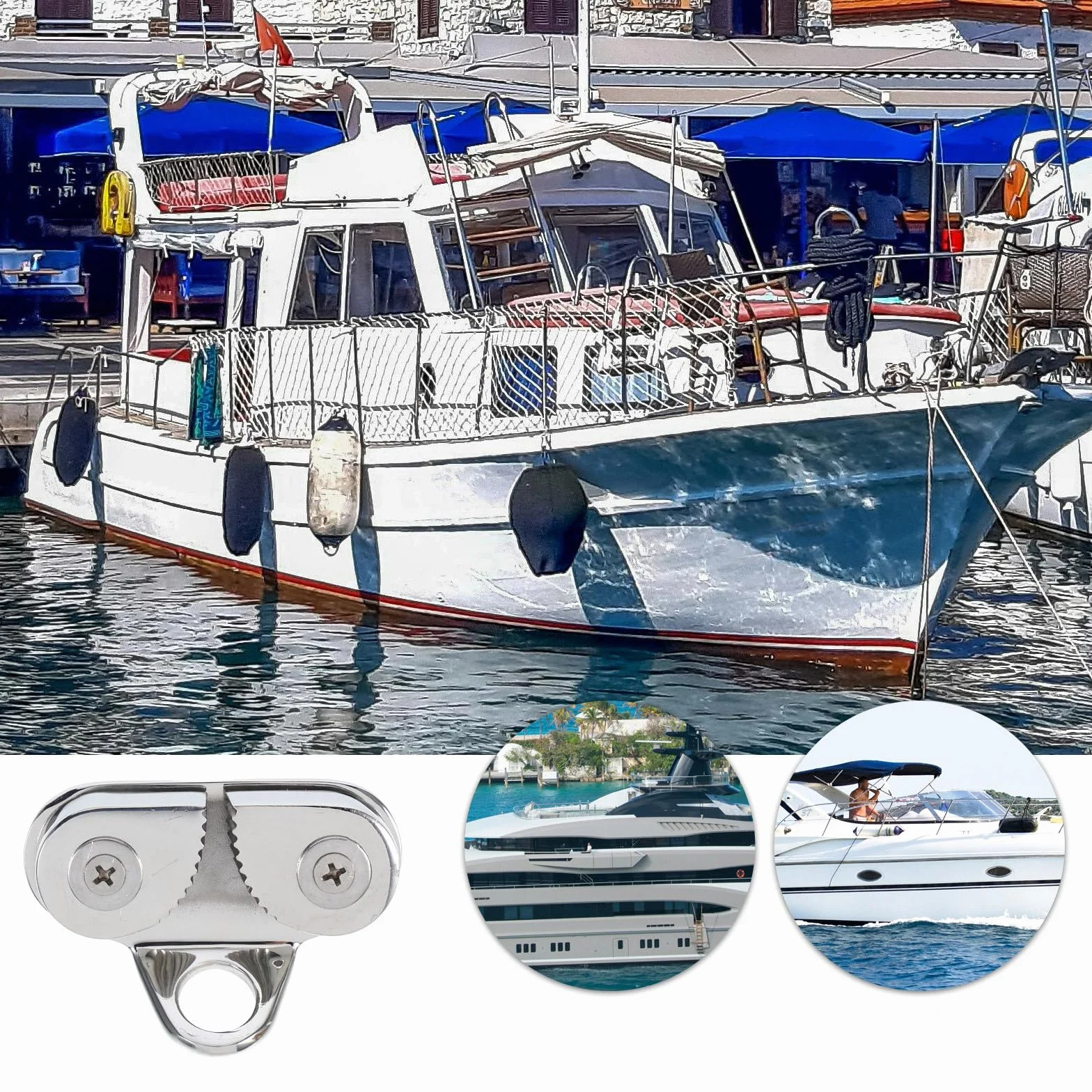 Strozzascotte Acciaio Inox 316 a Camma per Barche a Vela, Kayak e Gommoni
