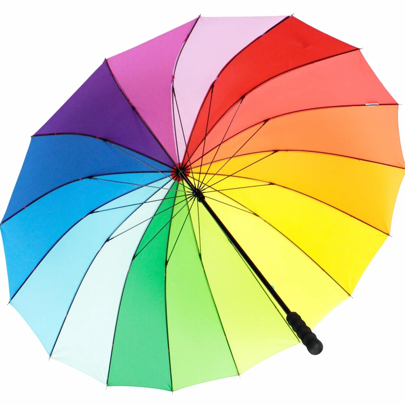 iX Brella ombrello grande, arcobaleno, multicolore, 129 cm, leggermente XXL con impugnatura morbida