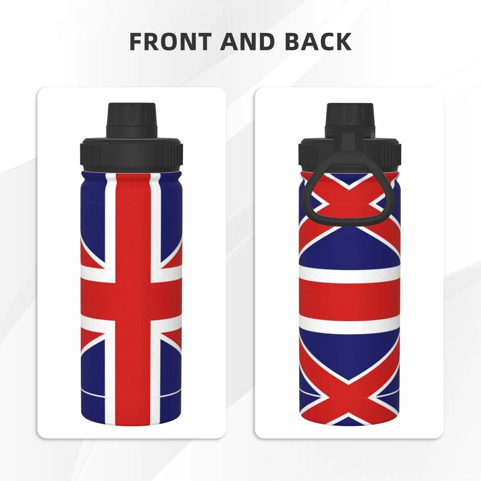 Borraccia termica con bandiera inglese, 510 ml, in acciaio inox, con coperchio a beccuccio, da viaggio