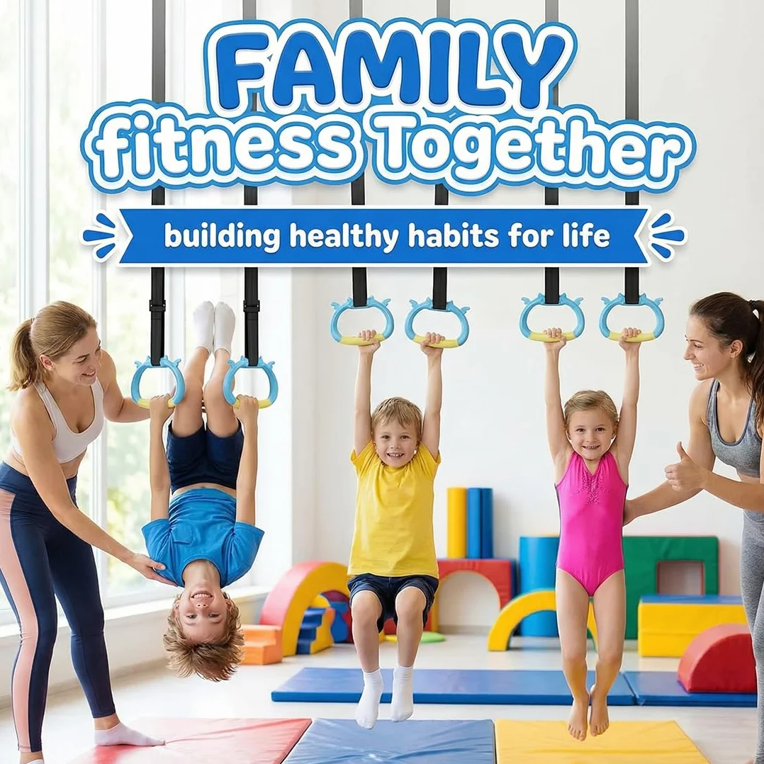 Anelli da Ginnastica per Bambini con Cinghie Regolabili - Attrezzatura Palestra per Allenamento