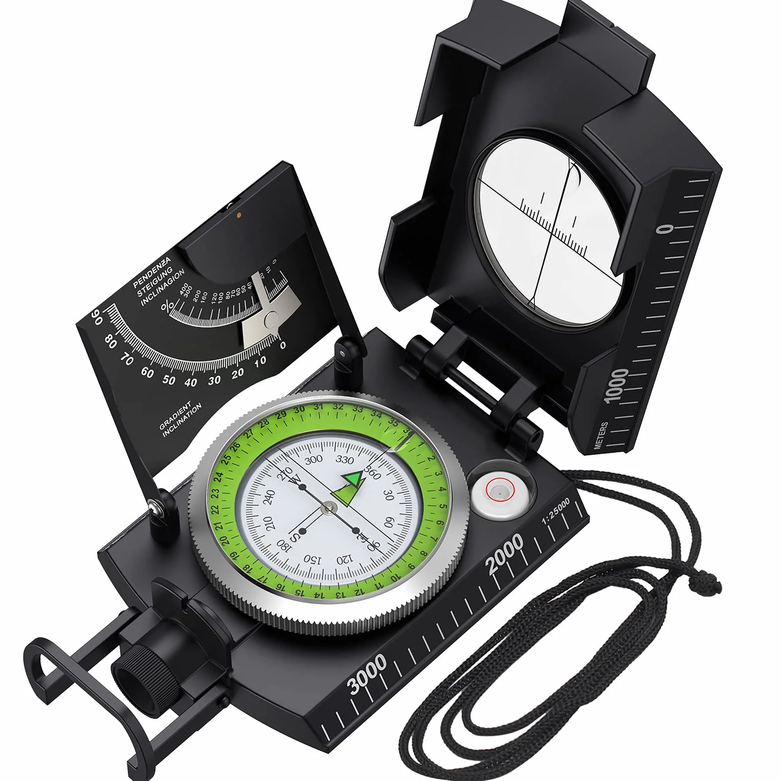 Proster Bussola Precisa Clinometro Militare Professionale con Luce Fluorescente e Borsetta Portatile