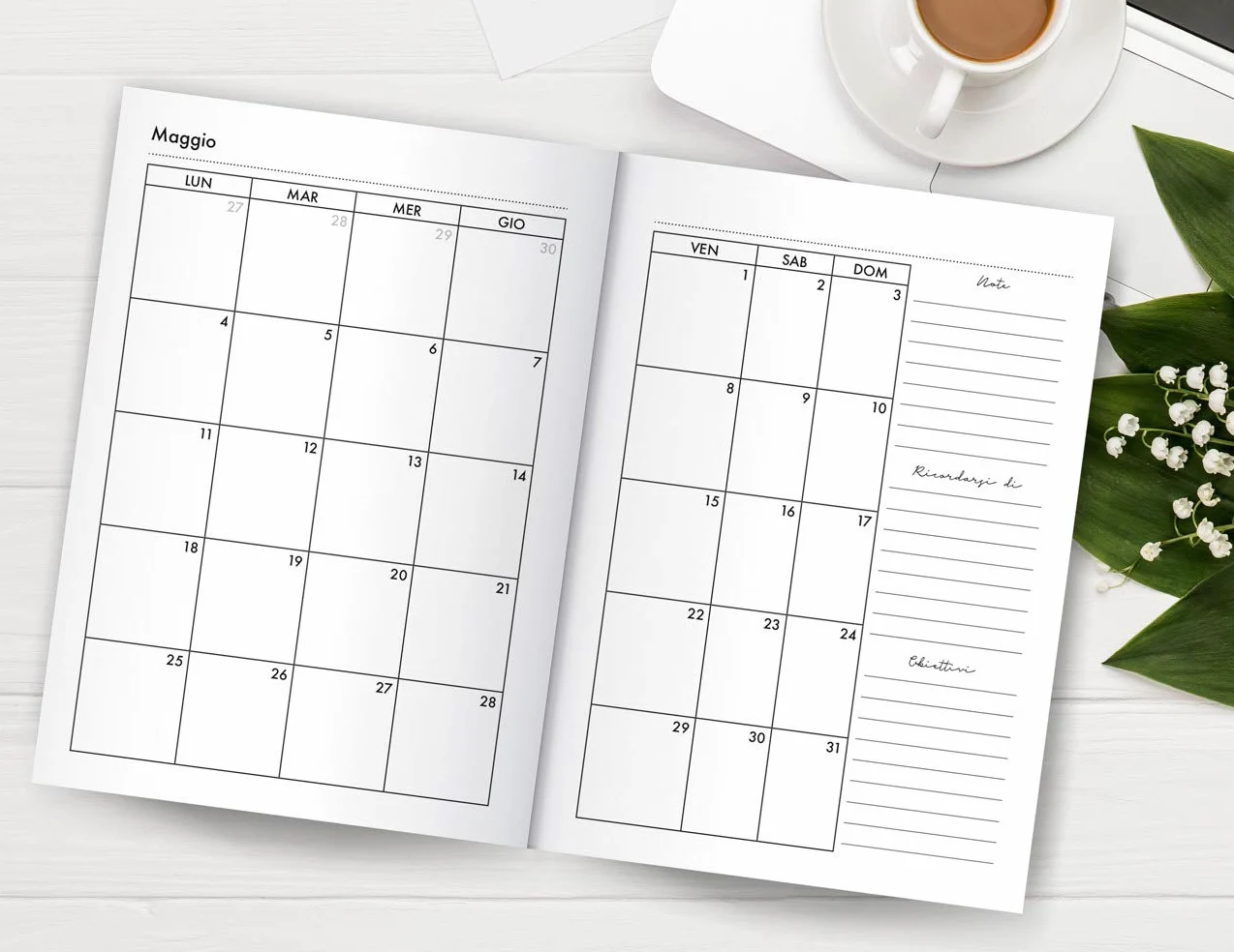 Agenda 2019 2020 nera: luglio 2019 - dicembre 2020, Agenda 2018 settimanale italiano, design geometrico moderno, nero