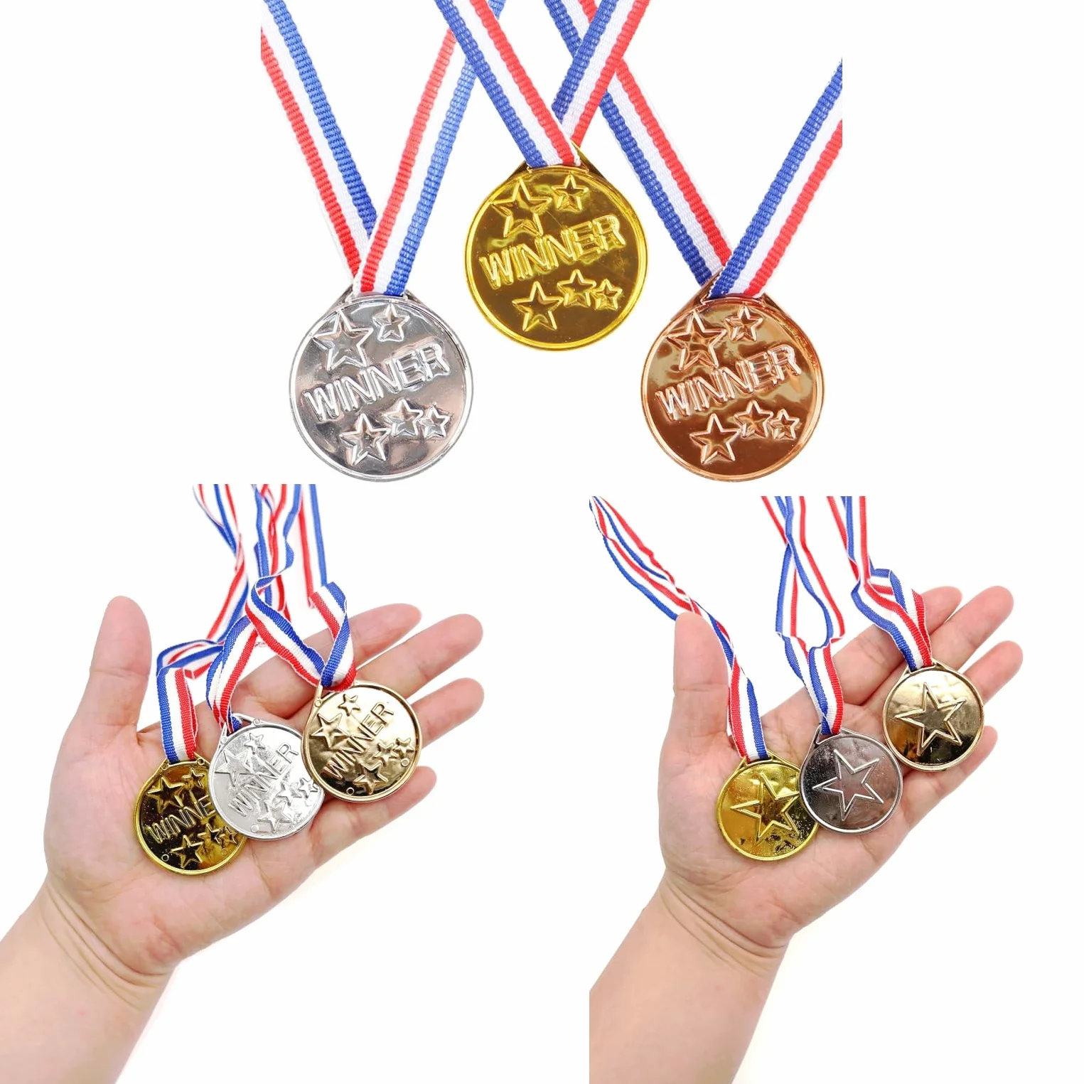 Medaglie Oro Argento Bronzo con Nastri per Bambini Sport Compleanno