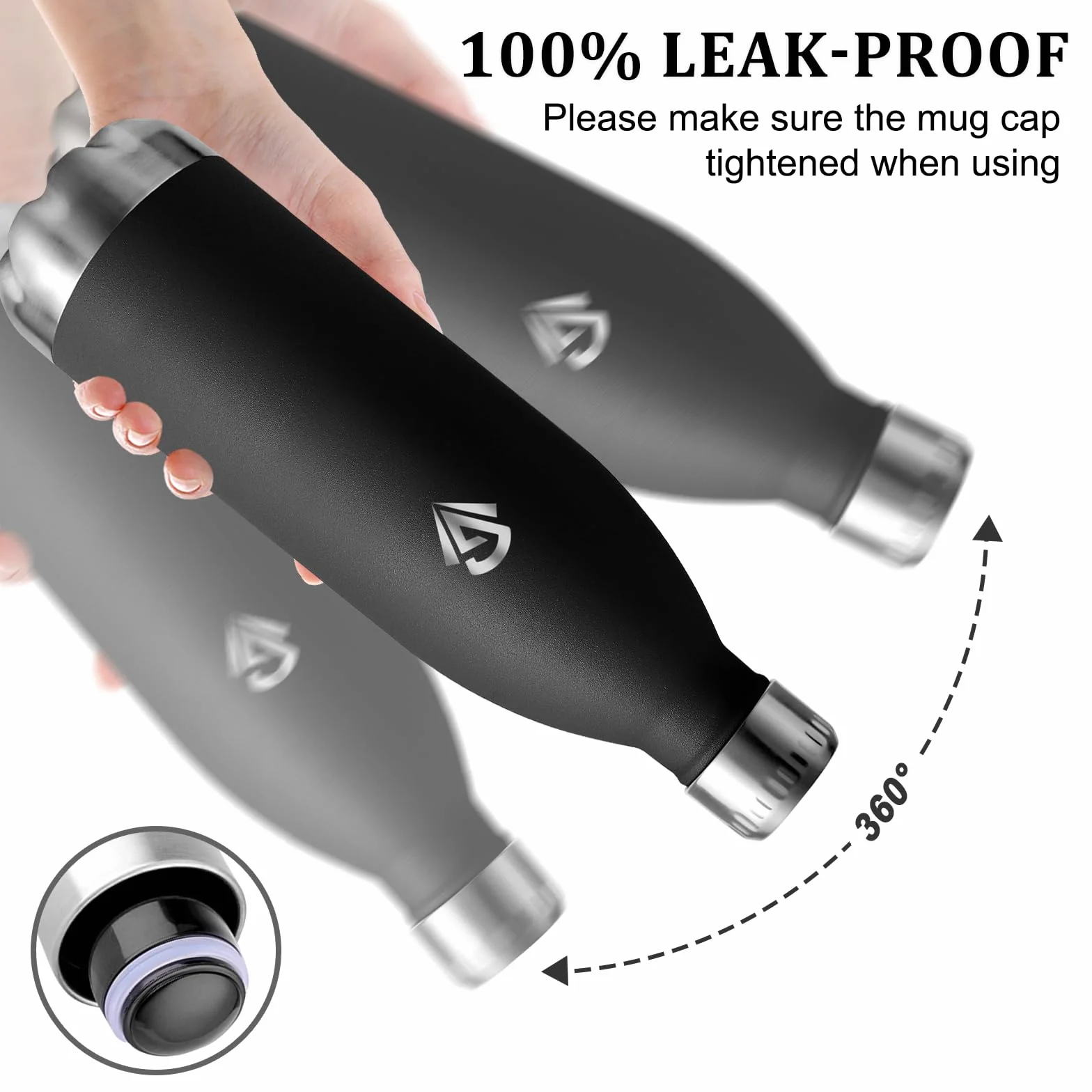 Borraccia Termica 1 litro Acciaio Inox Isolamento Sottovuoto Senza BPA a Prova di Perdite per Palestra Gym Fitness