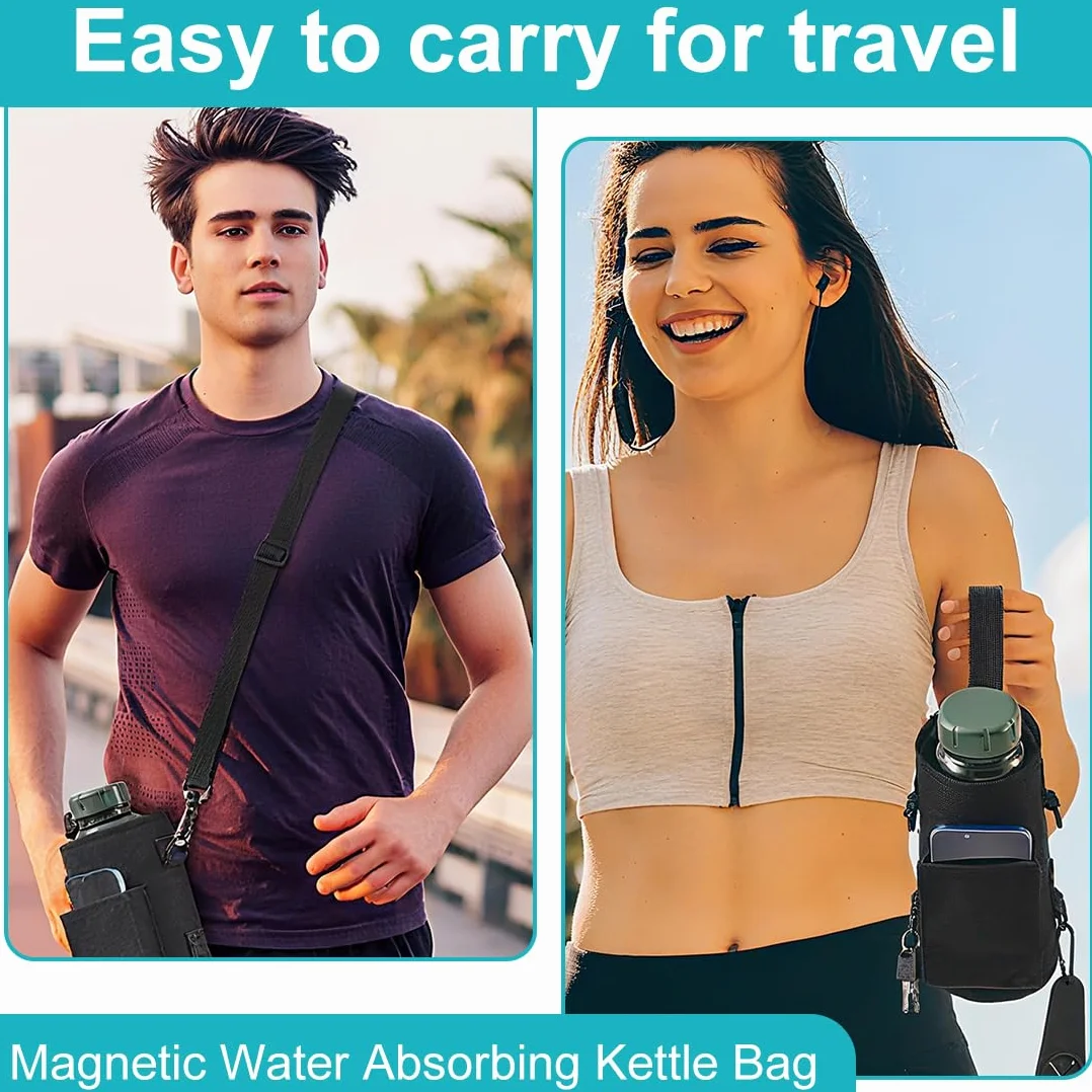 Borsa Magnetica Fitness con Portabottiglie, Tasca Cellulare e Chiavi, Unisex Palestra