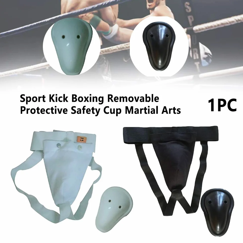 Anwangda Protezioni profonde da uomo Muay Thai kickboxing MMA tazza protettiva rimovibile karate taekwondo nero L