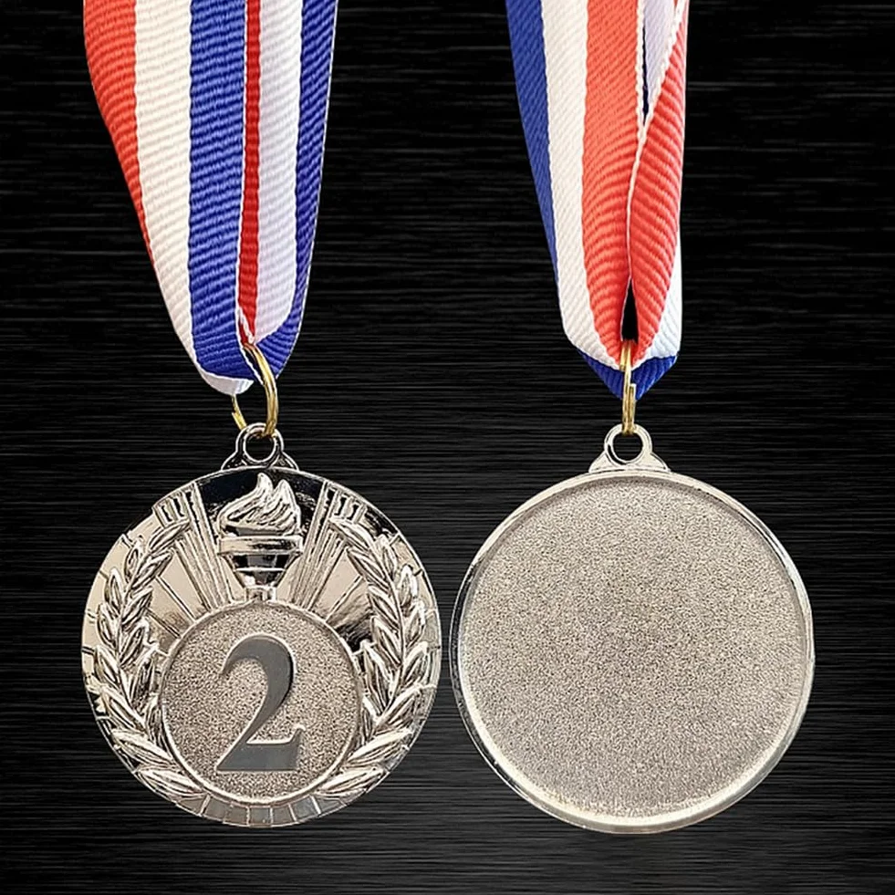 Medaglie Sportive 5 cm Medaglia d'Oro Argento Bronzo con Nastro al Collo per Gara Premio Vincitore