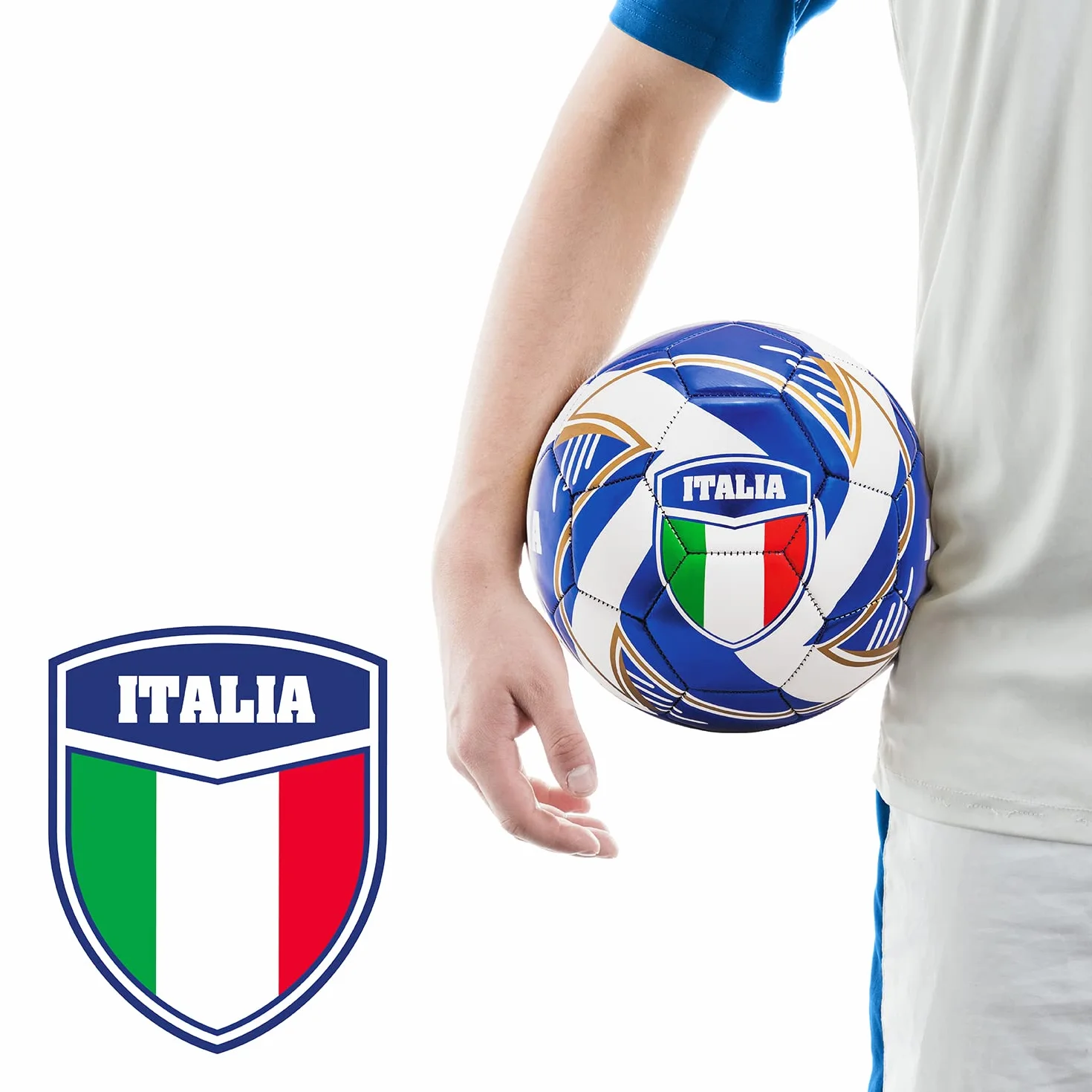 Pallone da Calcio cucito TEAM ITALIA size 5 400 g bianco/azzurro