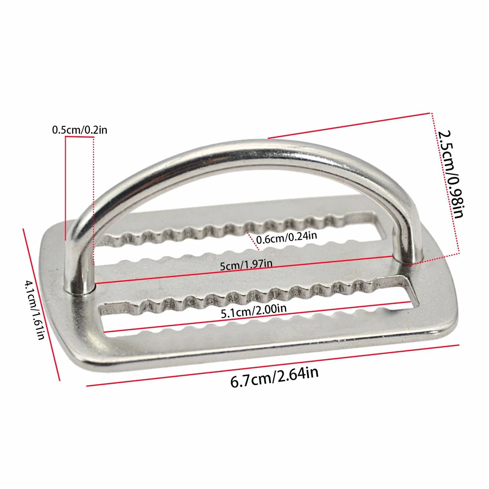 Weight Keeper 2 pollici acciaio inox 316 fibbia cintura subacquea anello D denti sega pesca subacquea