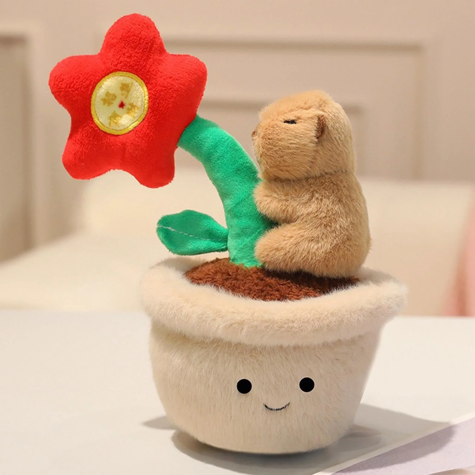 Un Capibara di Peluche - Cuscino Abbraccio Bambola a Forma di una Fioriera | Giocattolo Capibara Simpatico Coccoloso - Per Bambini, per Adulti, per Pasqua, per Laurea, per Compleanno e per