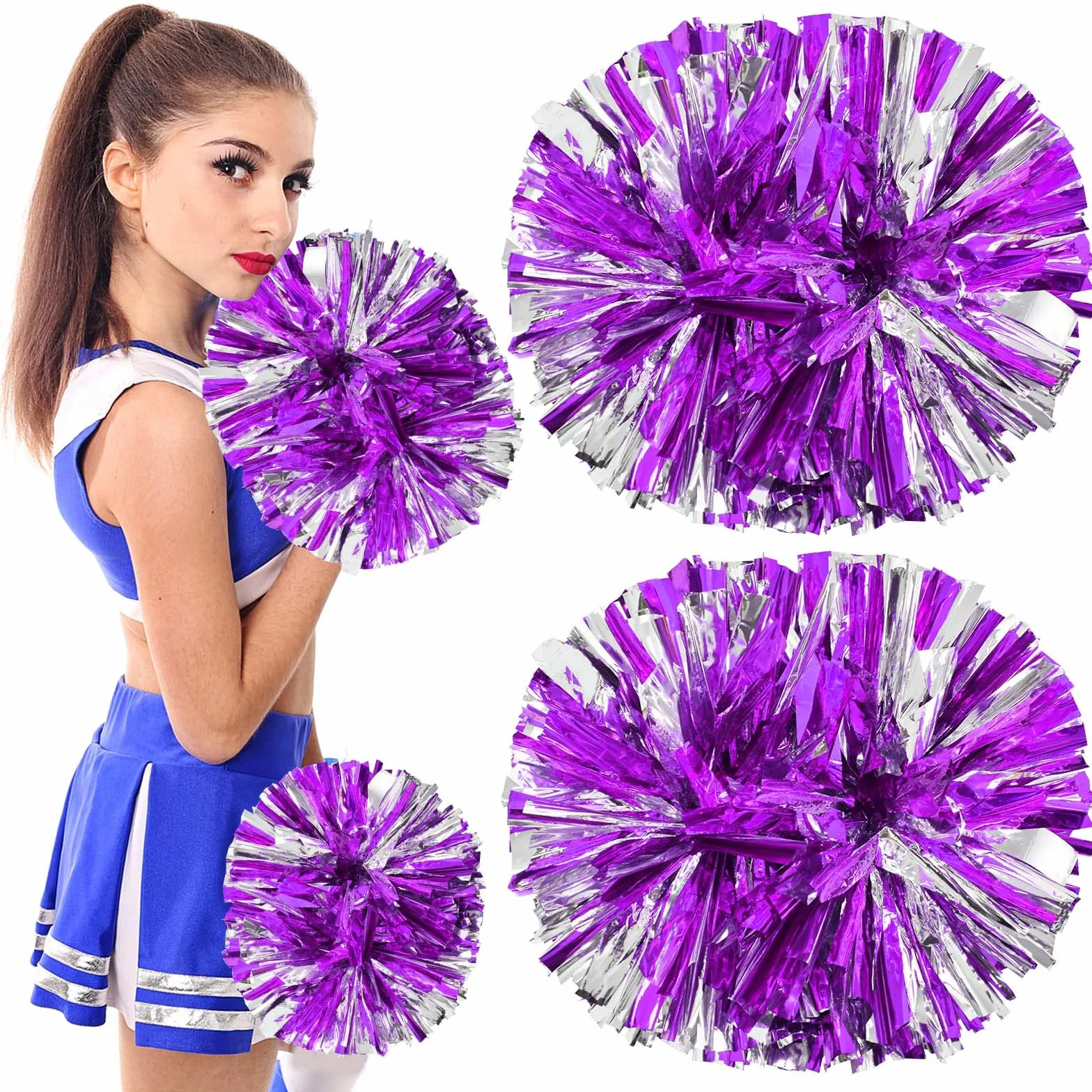 Colexy Cheerleading Pom Poms 2 Pezzi Metallico per Sport Danza