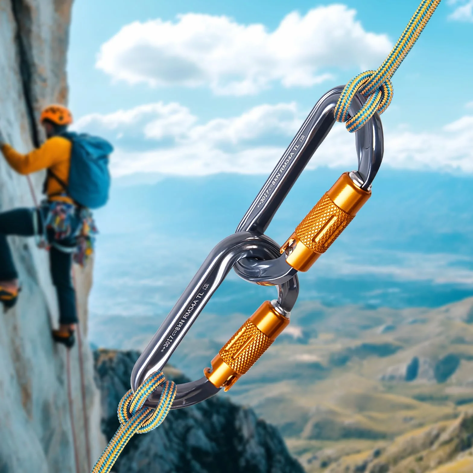 Moschettone da Arrampicata Alluminio Ultralight Doppia Campeggio Amache