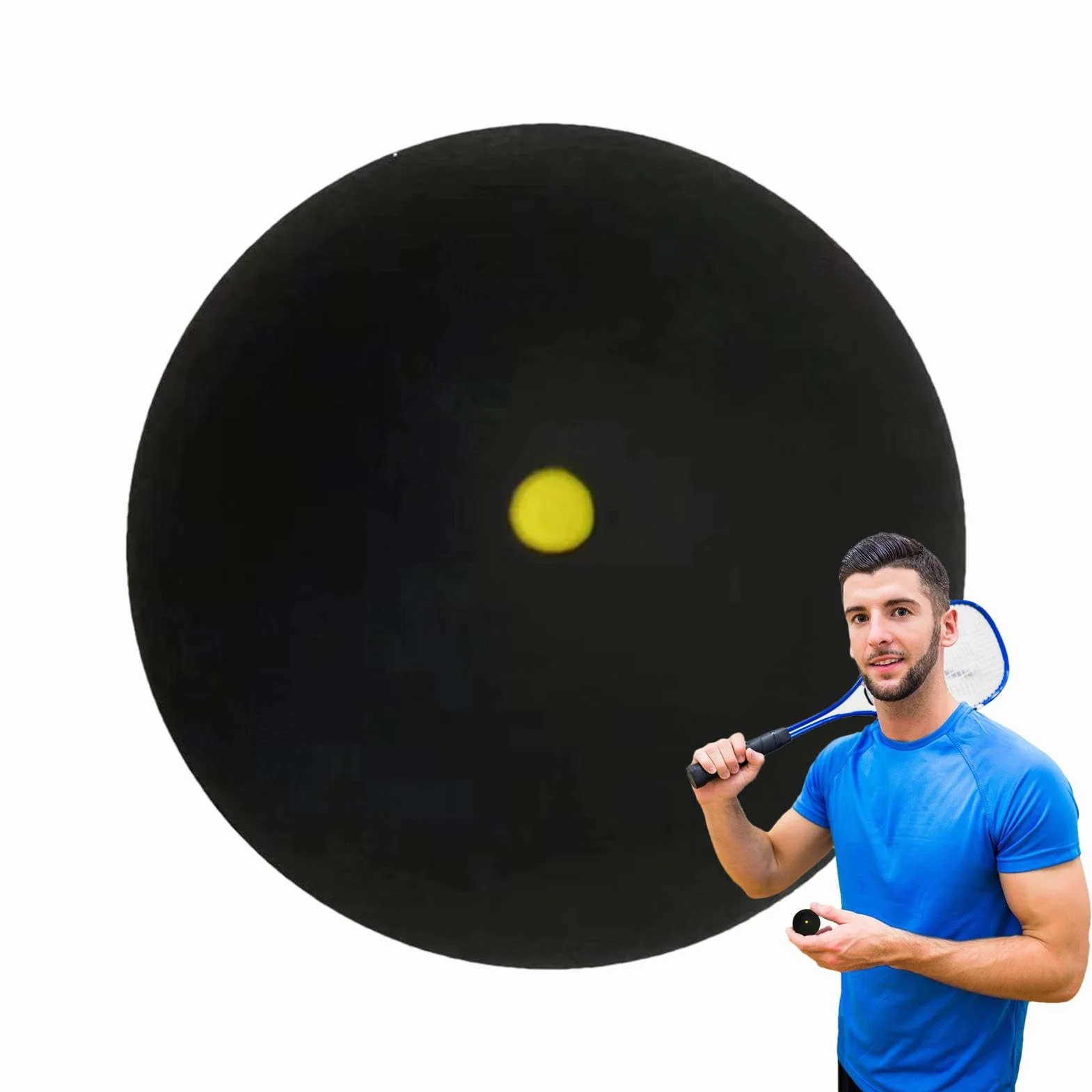 Palla da squash in gomma punto giallo singolo da competizione sportiva