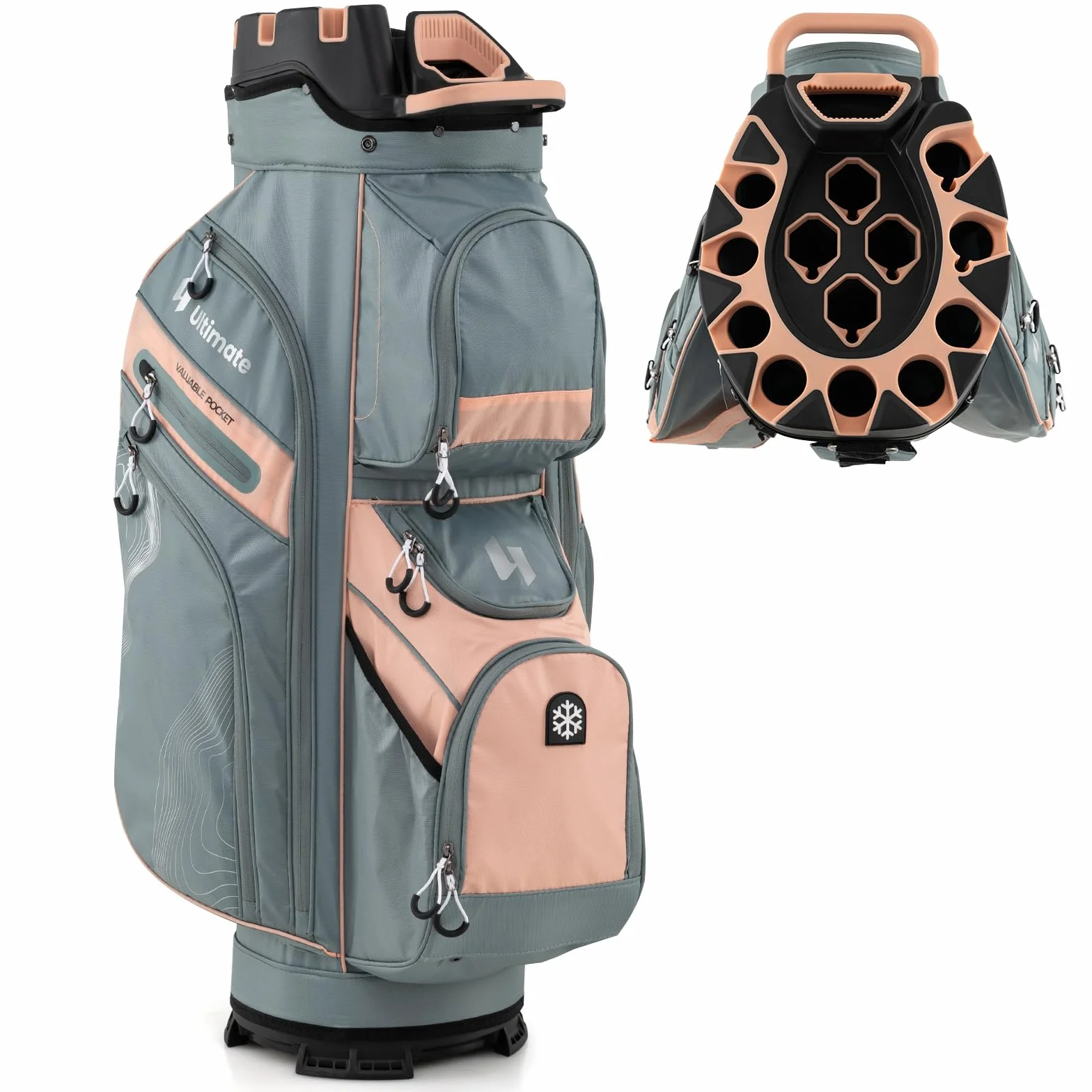 LIFEZEAL Borsa da golf con 14 divisori, borsa da golf con 11 tasche, borsa da golf portatile con cinghia, maniglie, supporto per ombrelli
