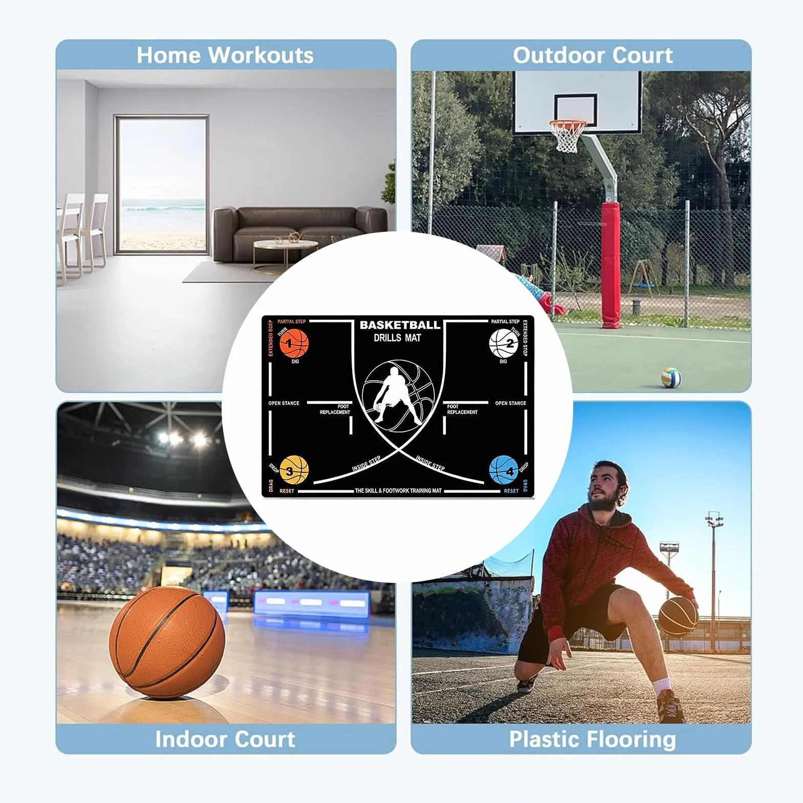 Tappetino da allenamento basket antiscivolo silenzioso per interni ed esterni