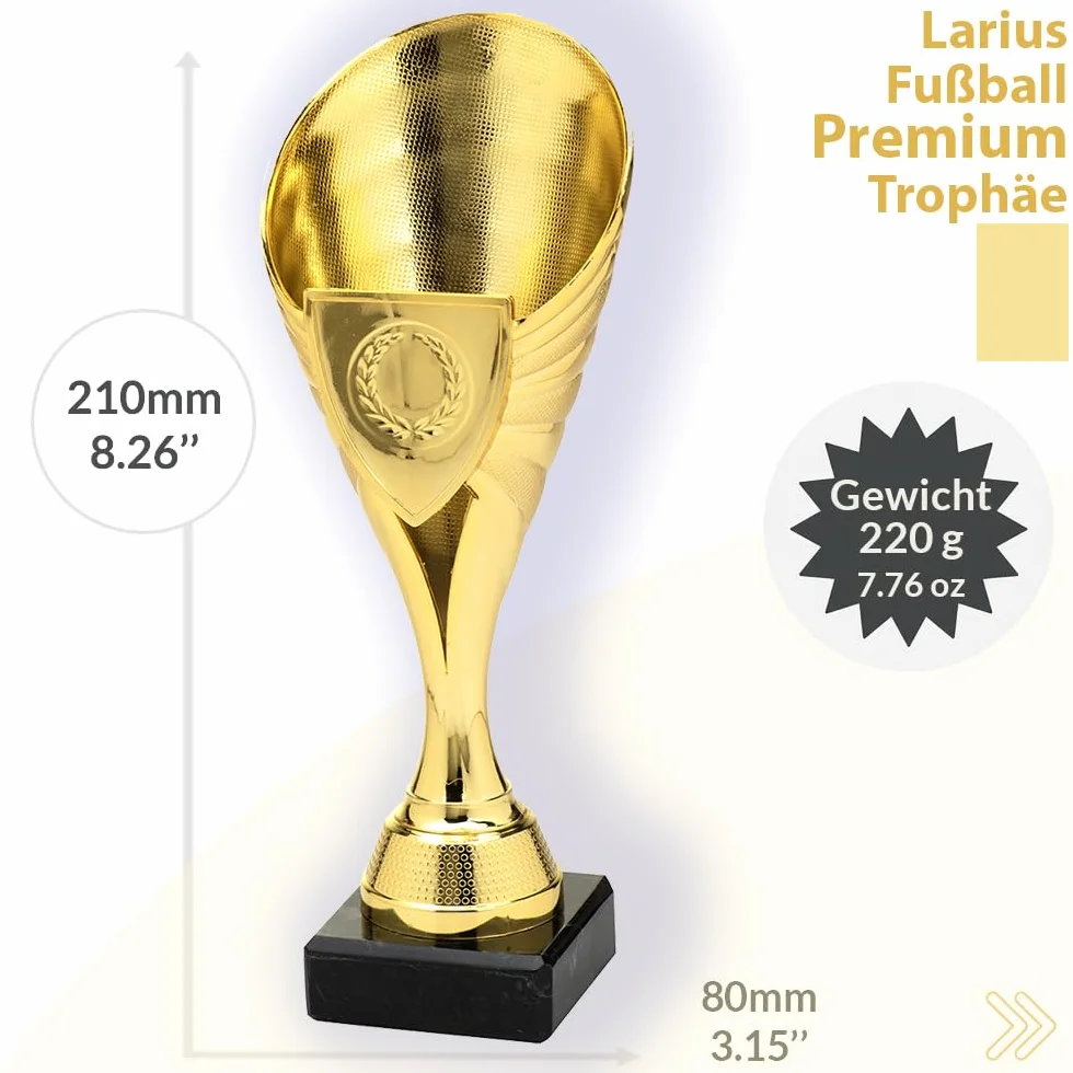 Larius Coppa 21 cm 220 g trofeo universale con base in marmo personalizzabile B1