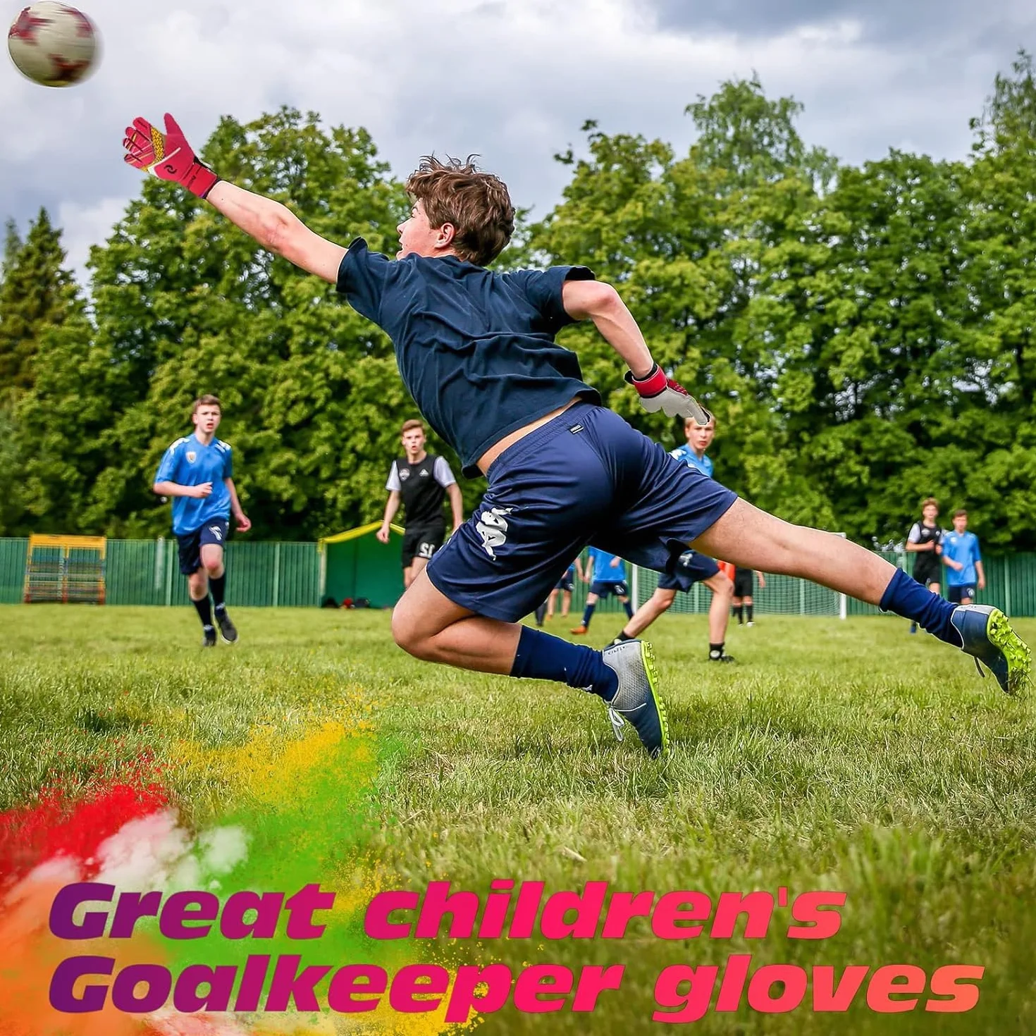 Sportout guanti da portiere bambini ragazzi doppia protezione polso lattice antiscivolo