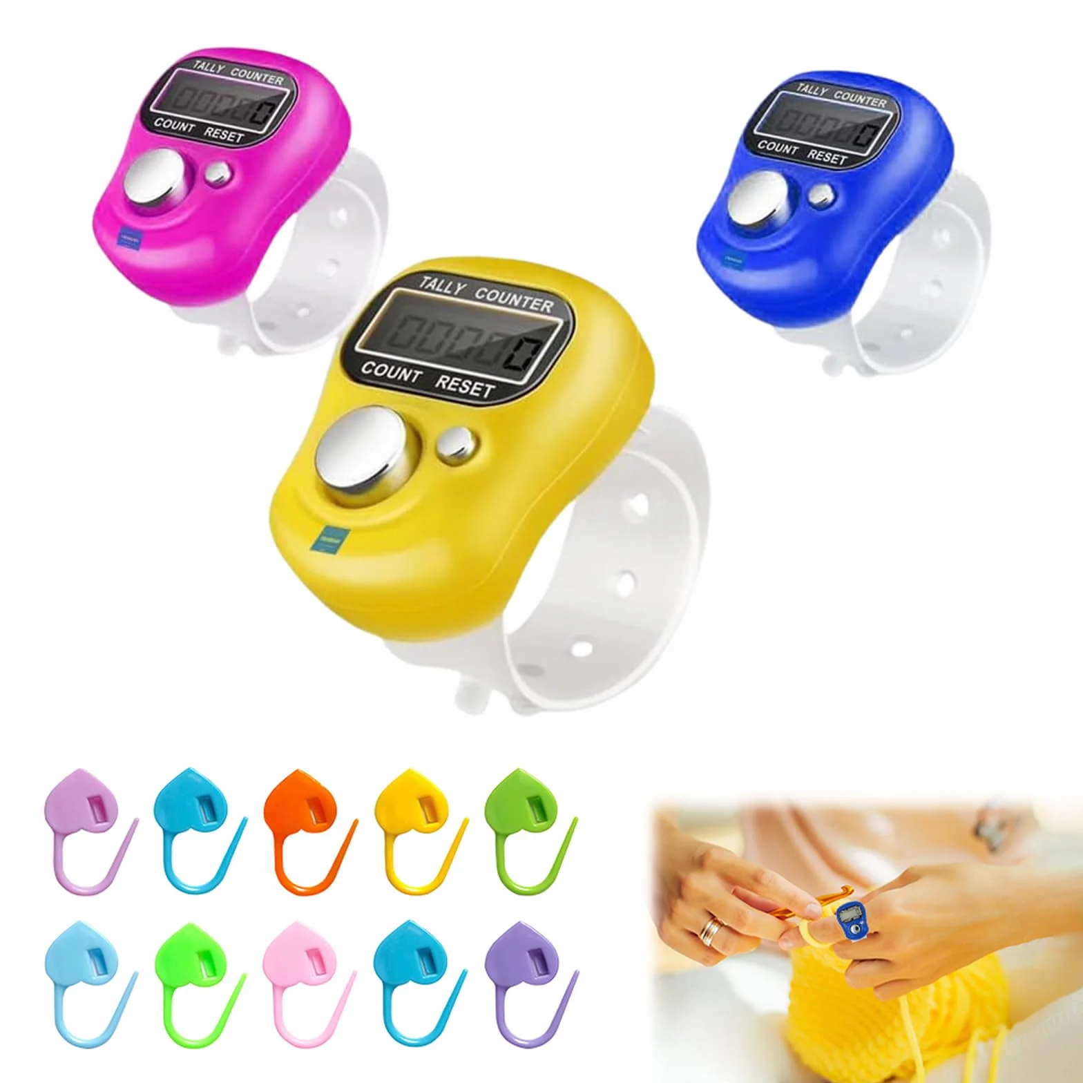 Contatore Elettronico Digitale 3 Pezzi Mini Finger Counter Hand Held Display