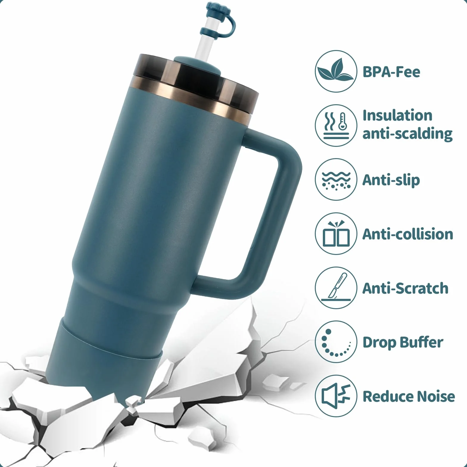 Stanley Cup 2.0 1,2 l e 850 ml tappi copertura cannuccia tappi quadrati tappi rotondi stivali silicone Blue Spruce