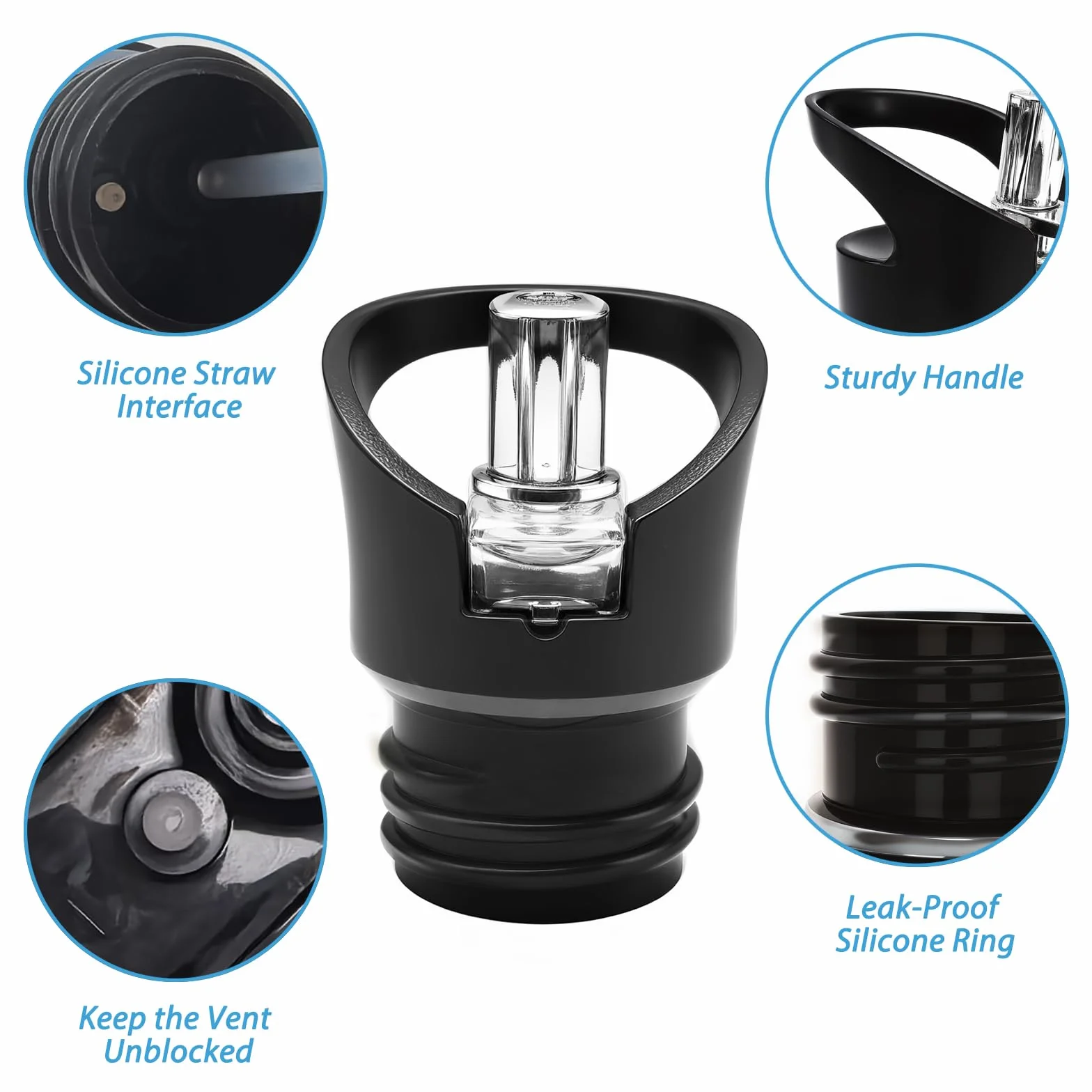 Tappo Borraccia Ricambio con Cannuccia per Hydro Flask Bocca Standard 1,91/1,94 Pollici - 3 Pezzi