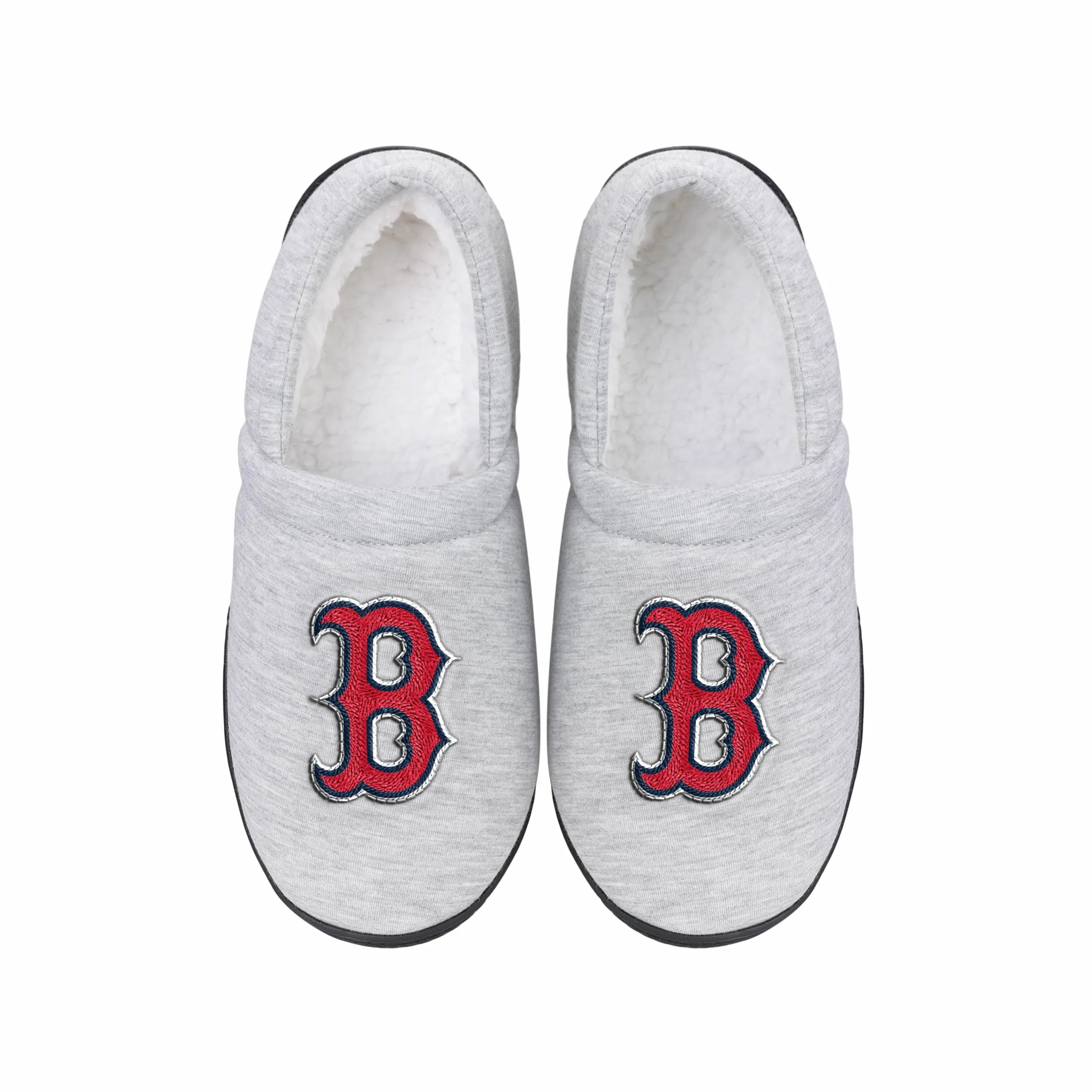 FOCO - Mens MLB Team Big Logo Grigio Felpa Sherpa Mocassini Pantofole Adulto