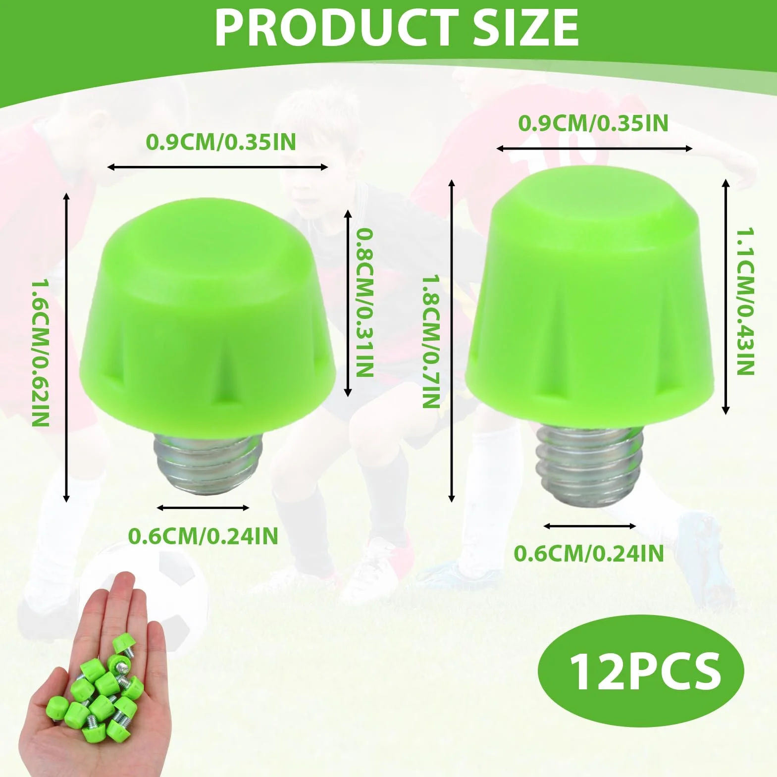 Tacchetti Plastica Calcio M6 8/11mm Verde per Adidas