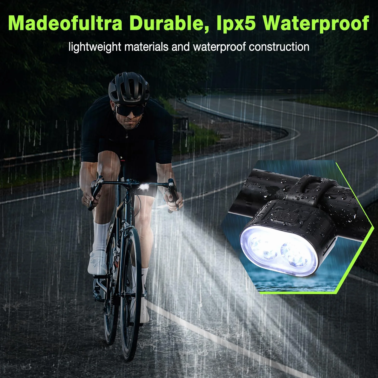 Oderra Luci Bicicletta LED Anteriore e Posteriore USB Ricaricabile IPX4 Impermeabile 4/6 Modalità per MTB Bici Skateboard