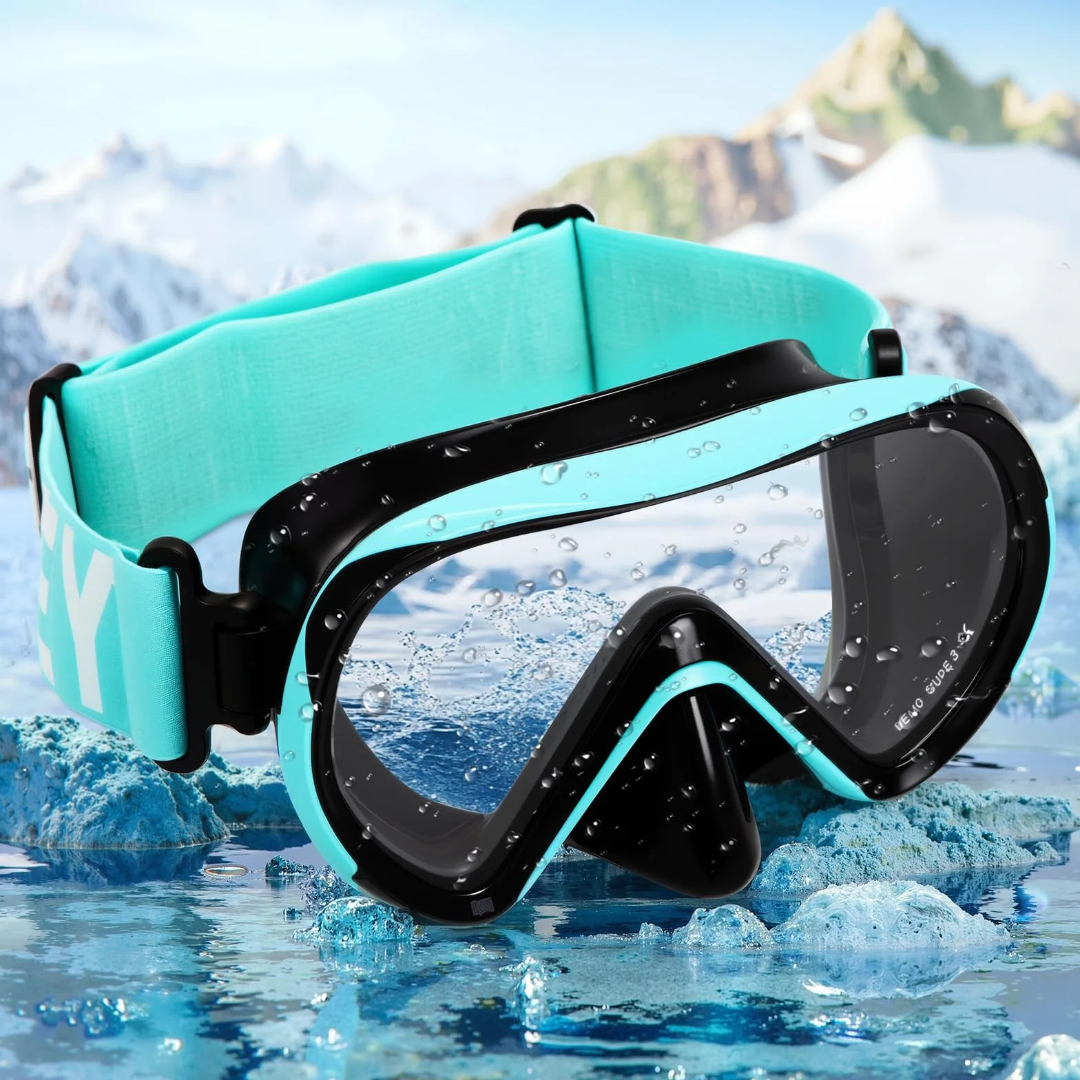 Maschera Immersione Bambini Cinturino Regolabile Morbido Tessuto Anti-Nebbia Anti-Perdite Panoramica 180°