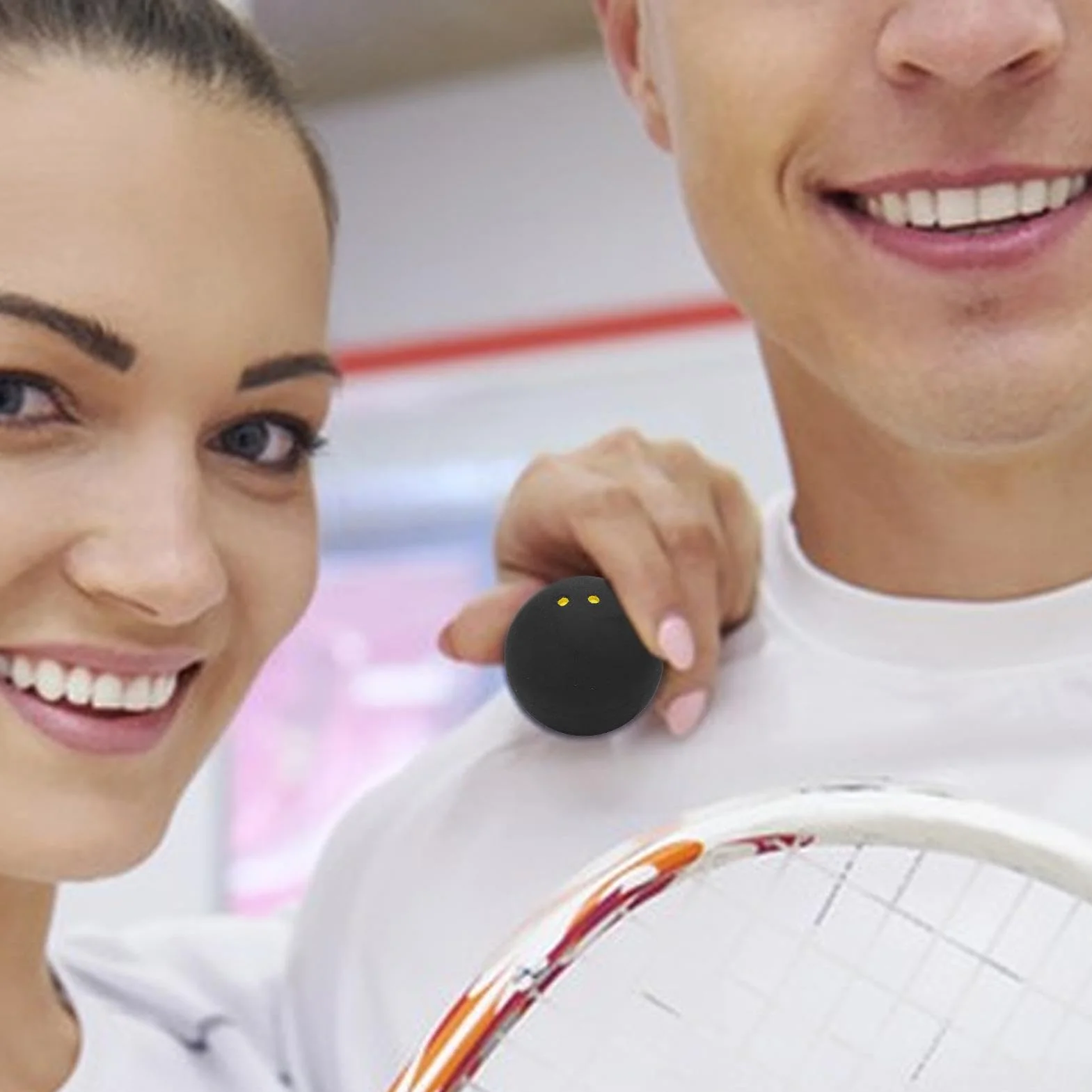Palline da squash da competizione 38 mm doppio punto giallo per giochi a bassa velocità