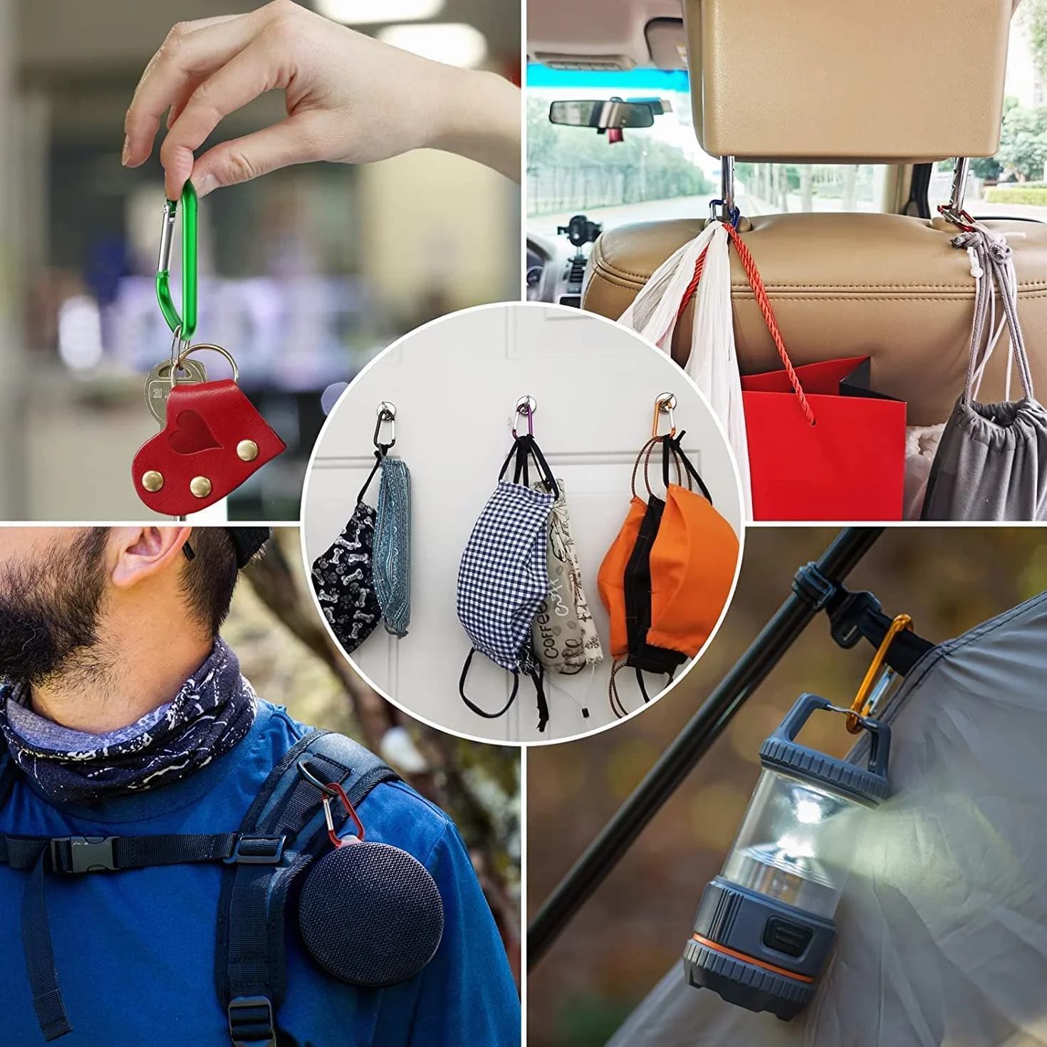 Moschettoni ad Anello a D 55 Pezzi Multicolore per Arrampicata Campeggio Pesca