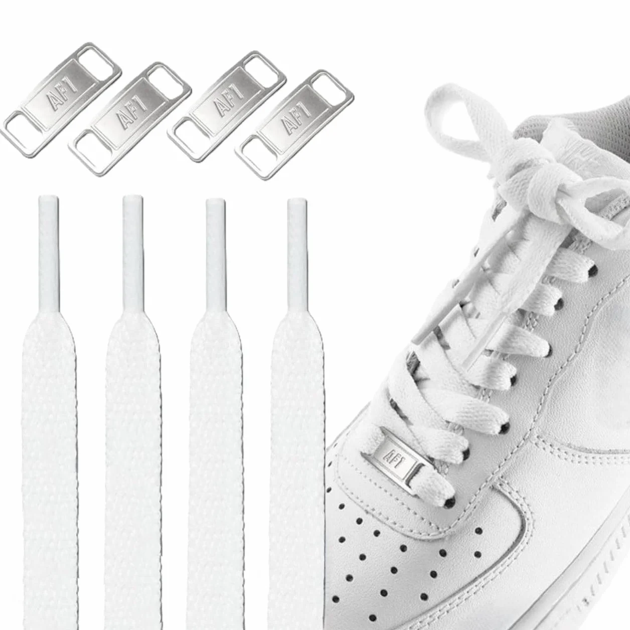2 paia di lacci piatti di alta qualità con ciondoli in metallo AF1, lacci di ricambio per scarpe Air Force 1