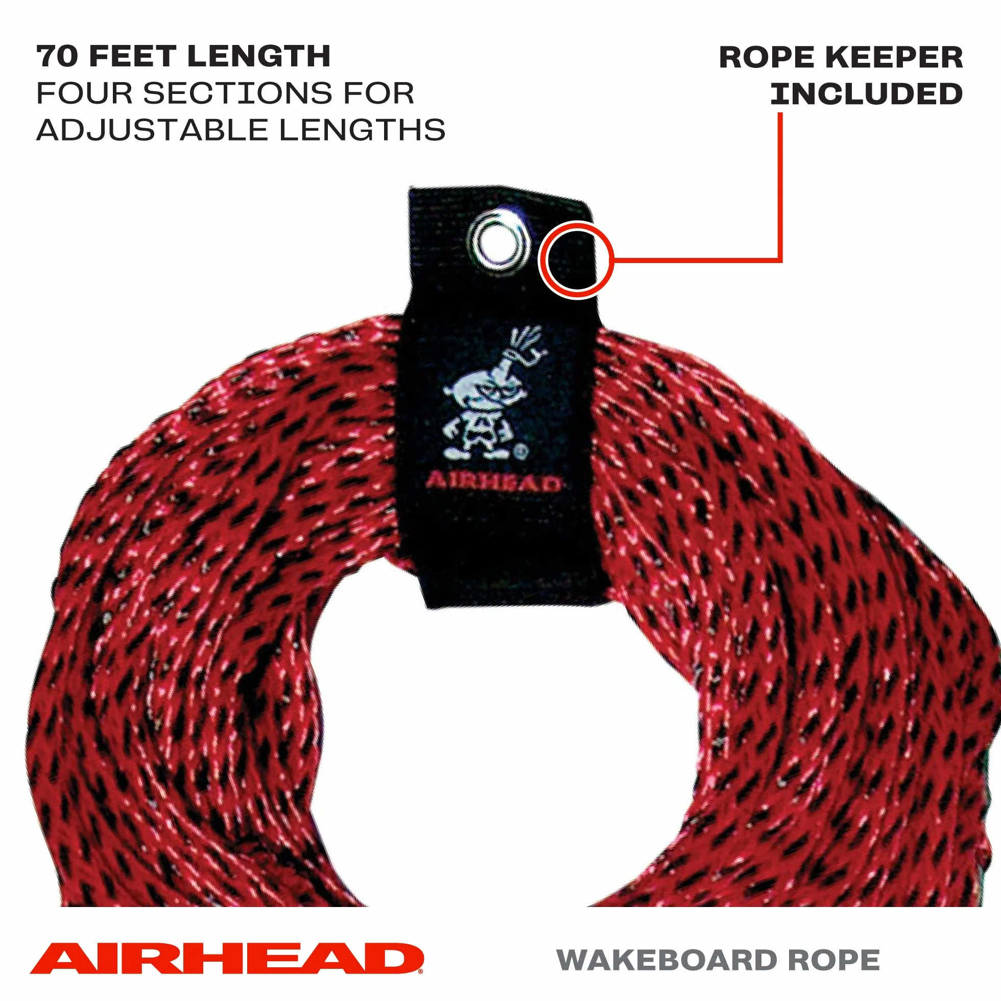 Corda per wakeboard Phat con impugnatura rossa