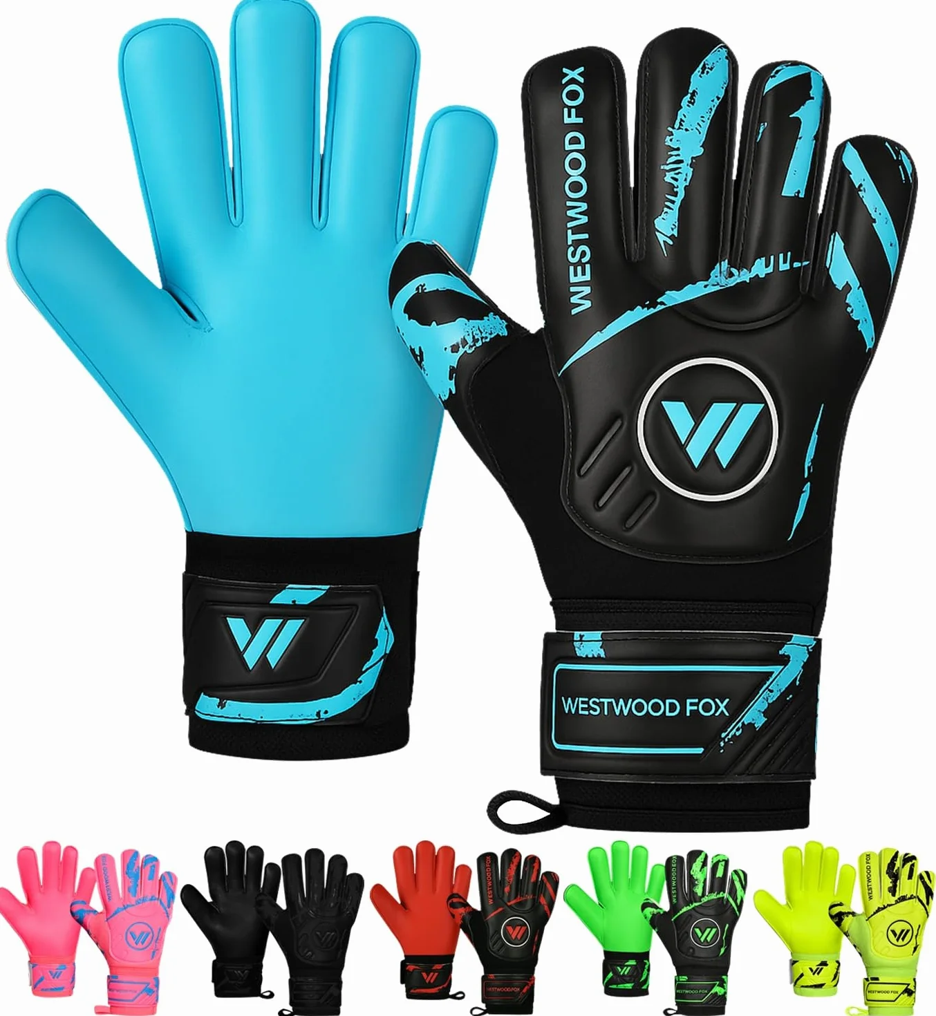 WESTWOOD FOX Guanti da portiere protezione dita calcio bambini ragazzi adulti