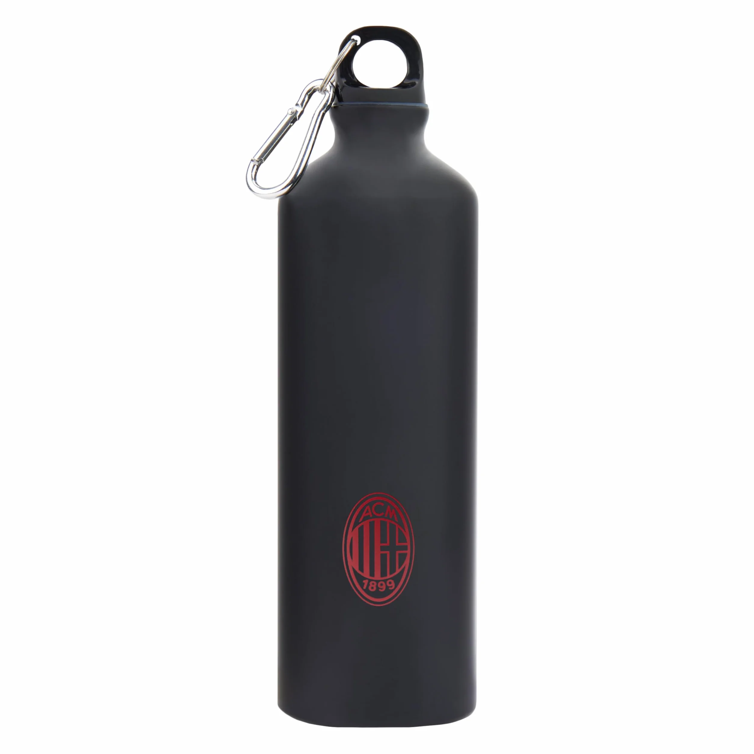 AC Milan - Borraccia in alluminio con moschettone - Crest Monochrome Red - 750 ml - Per tutti i Tifosi Rossoneri- Prodotto Ufficiale Ac Milan