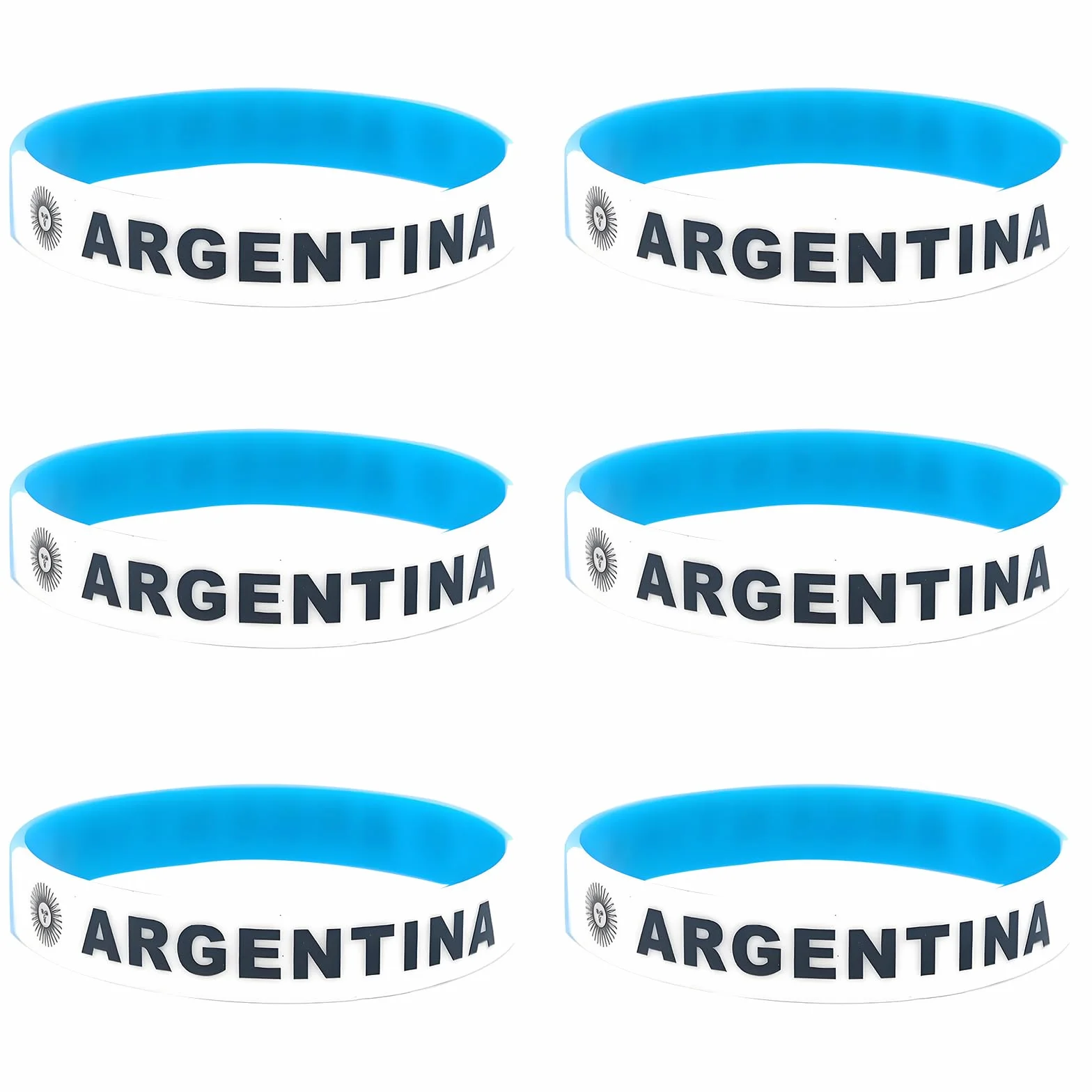 6 Pezzi Braccialetti Silicone Bandiera Argentina, Bracciali Rubber Fan, Accessori Calcio Tifoso