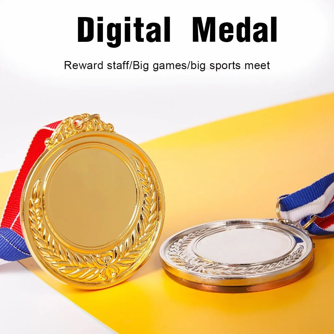 Medaglie Premiazioni Metallo Oro Argento Bronzo con Nastro 6 Pezzi per Gare Stile Olimpico