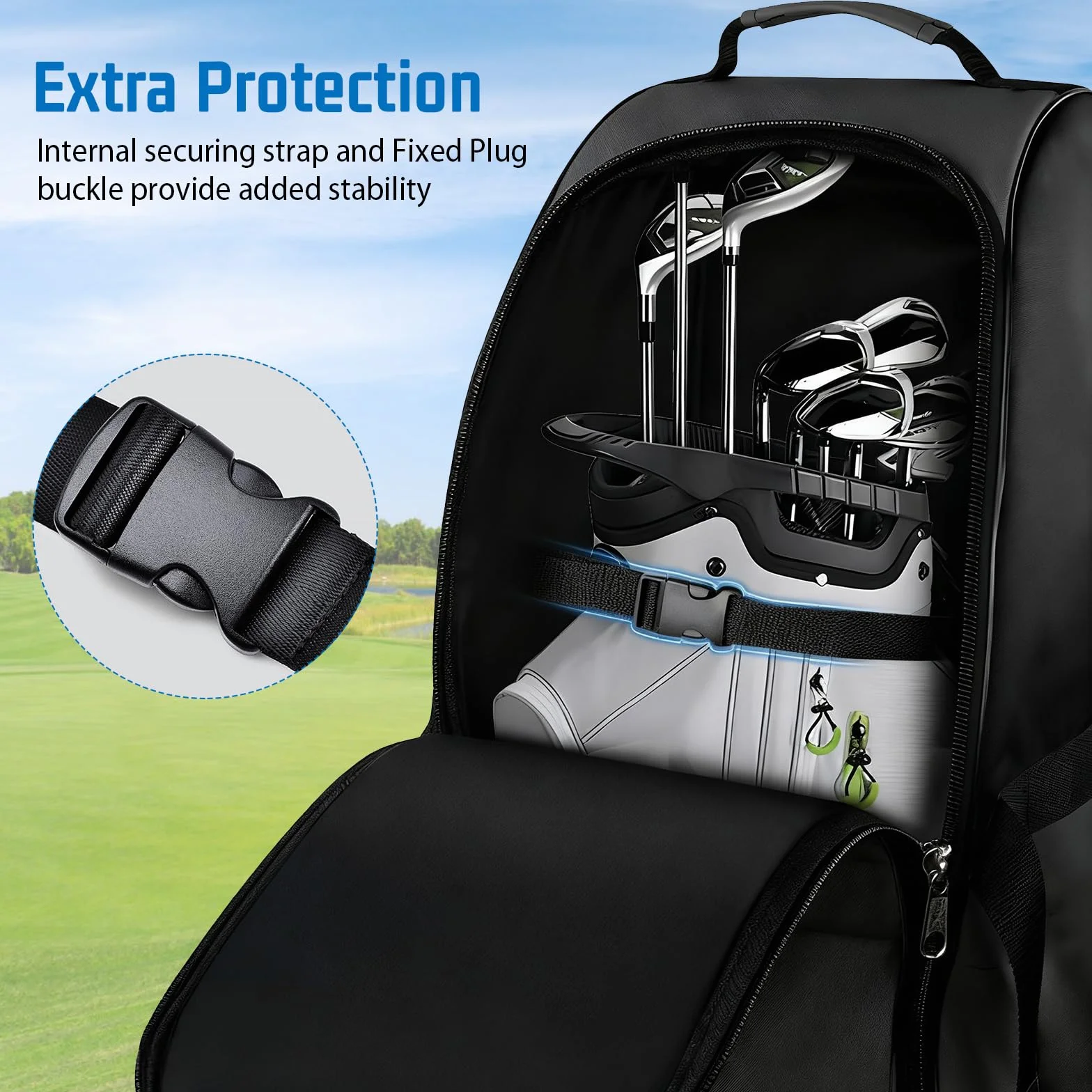 Custodie da viaggio da Golf con Ruote, Valigia da Golf in Tessuto Oxford 900D Impermeabile e Spessa con Borsa per la Pulizia Delle Palline.