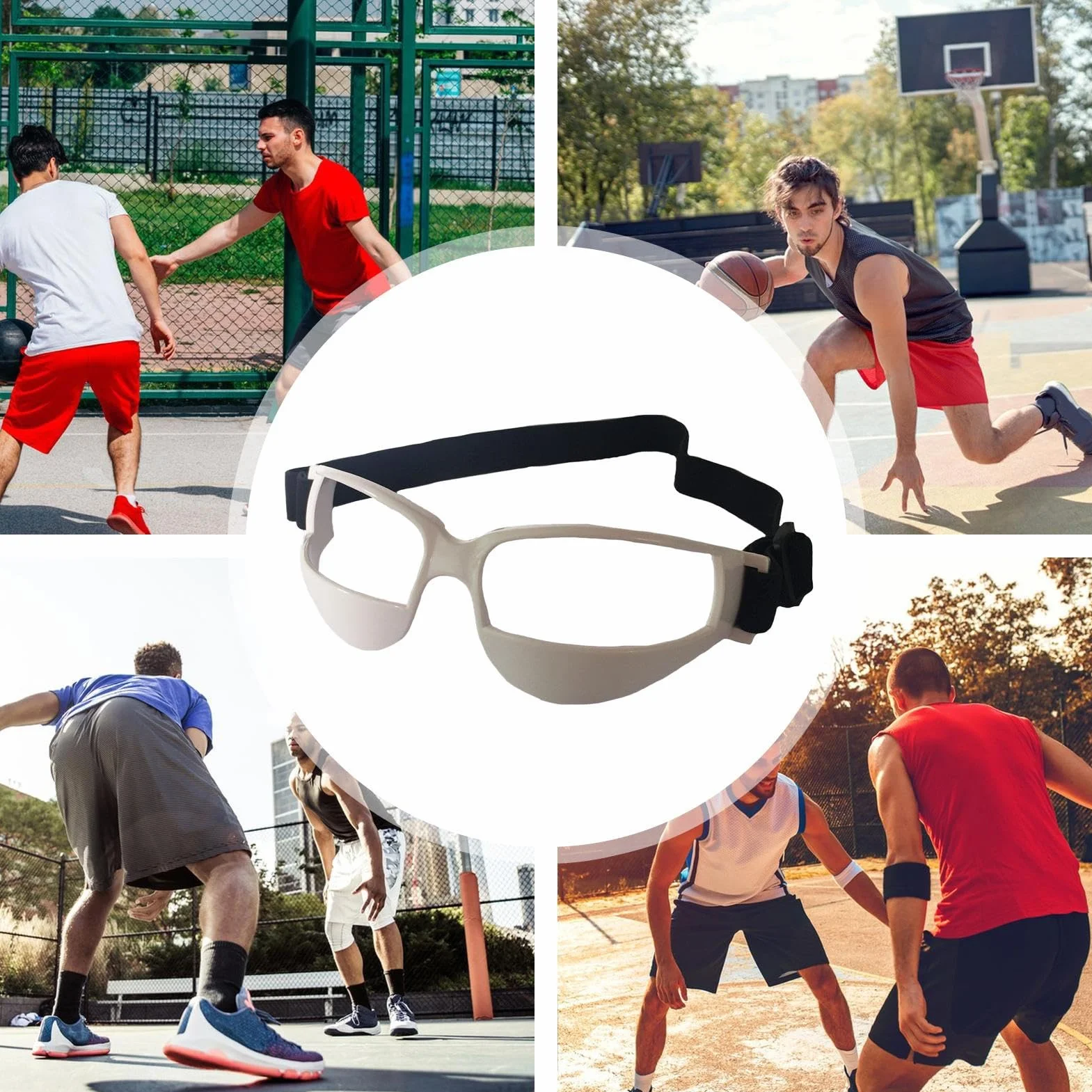 Occhiali da basket protettivi con cinghie montatura