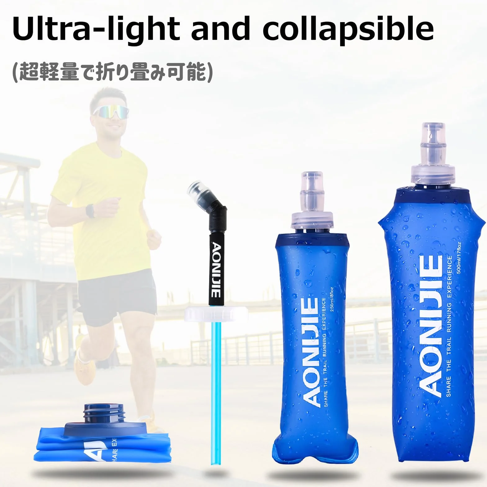 Azarxis Borraccia Morbida da Running 500ml, Soft Flask in TPU, Borraccia Pieghevole per Corsa Trail Running MTB Bici