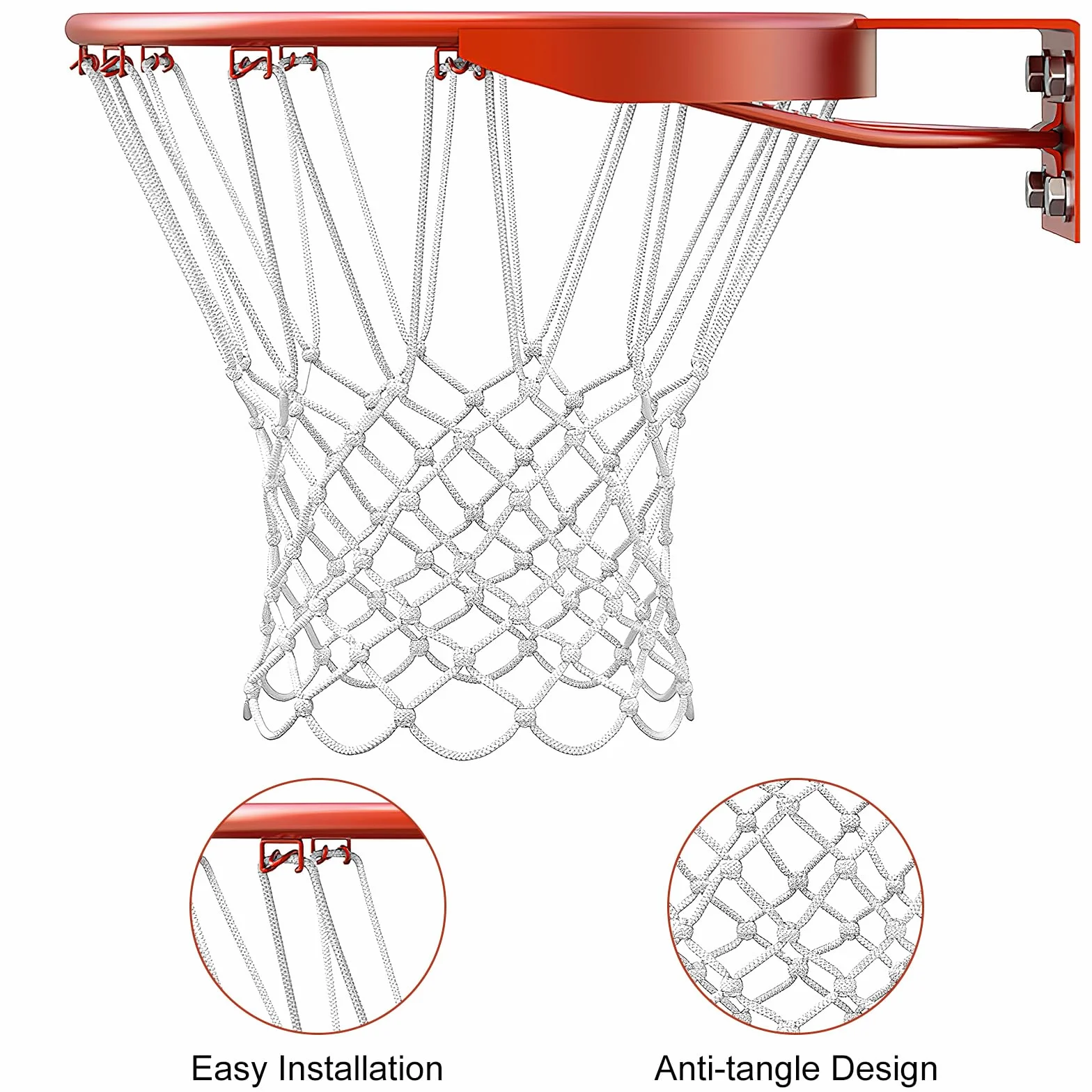 Rete da Basket 2 Pezzi Rimovibile,Rete da basket di ricambio per tutte le condizioni atmosferiche,Ricambio Professionale Portatile per Canestri Interni ed Esterni