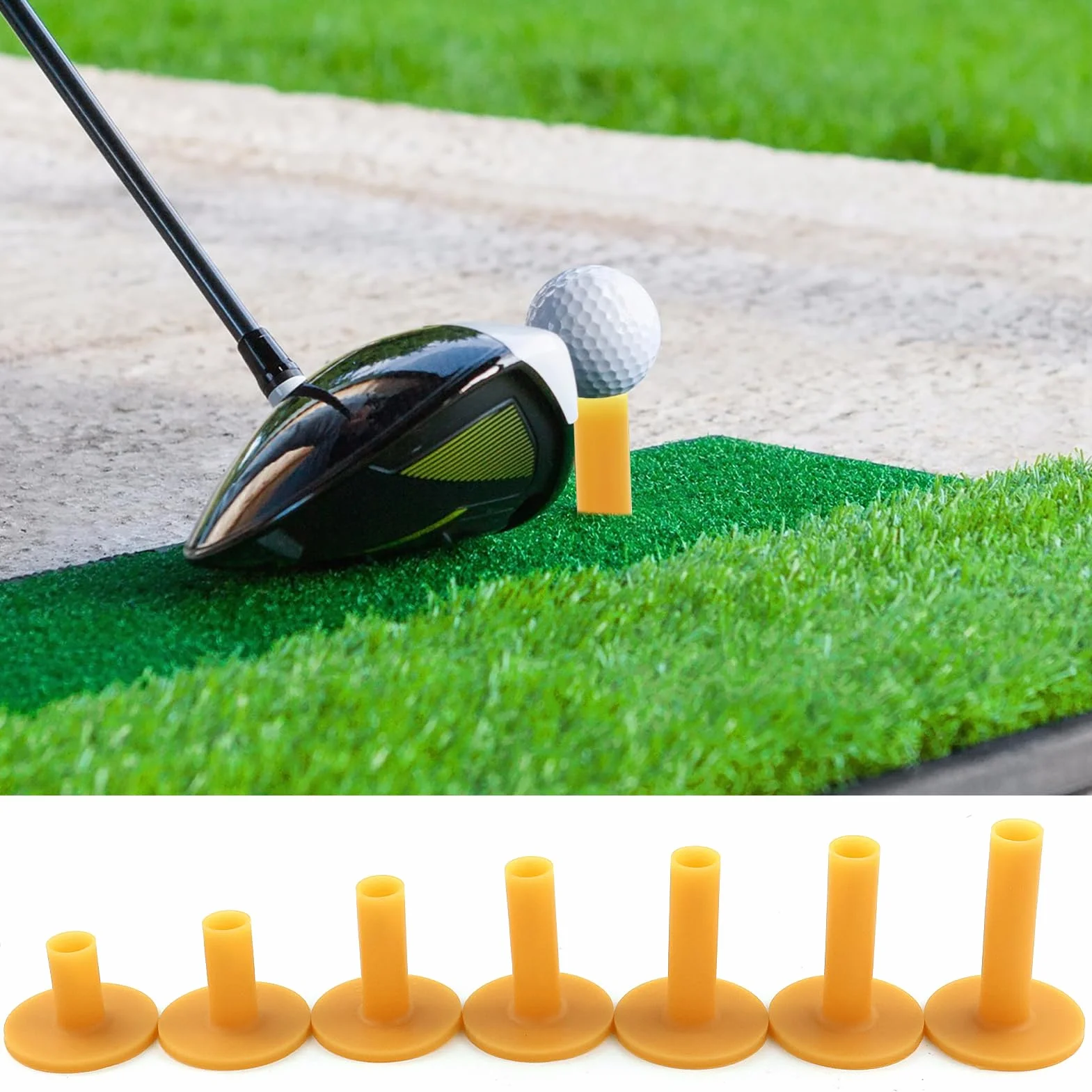 8 Pezzi Tee Golf in Gomma,Tee Gomma da Tappetino per Driving Range,Adatti per Interni ed Esterni, Diverse Misure 35 mm/42 mm/54 mm/60 mm/65 mm/70 mm/75 mm/80 mm