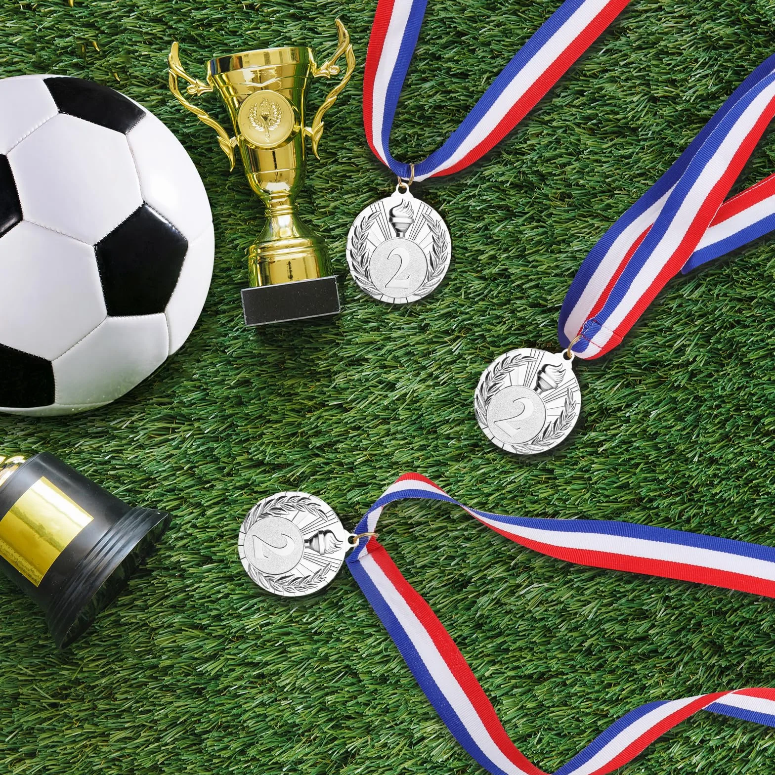 GeeRic 12pz Medaglie d'oro in Metallo con Nastro per Bambini Studenti Giocatore Atleta Competizione Sport Festa